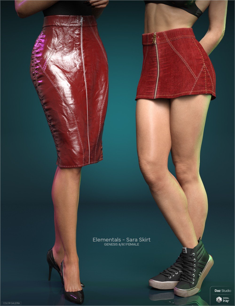 CGI Elementals - Sara Skirt for Genesis 8 and 8.1 Females by: Color Galeria, 3D Models by Daz 3D