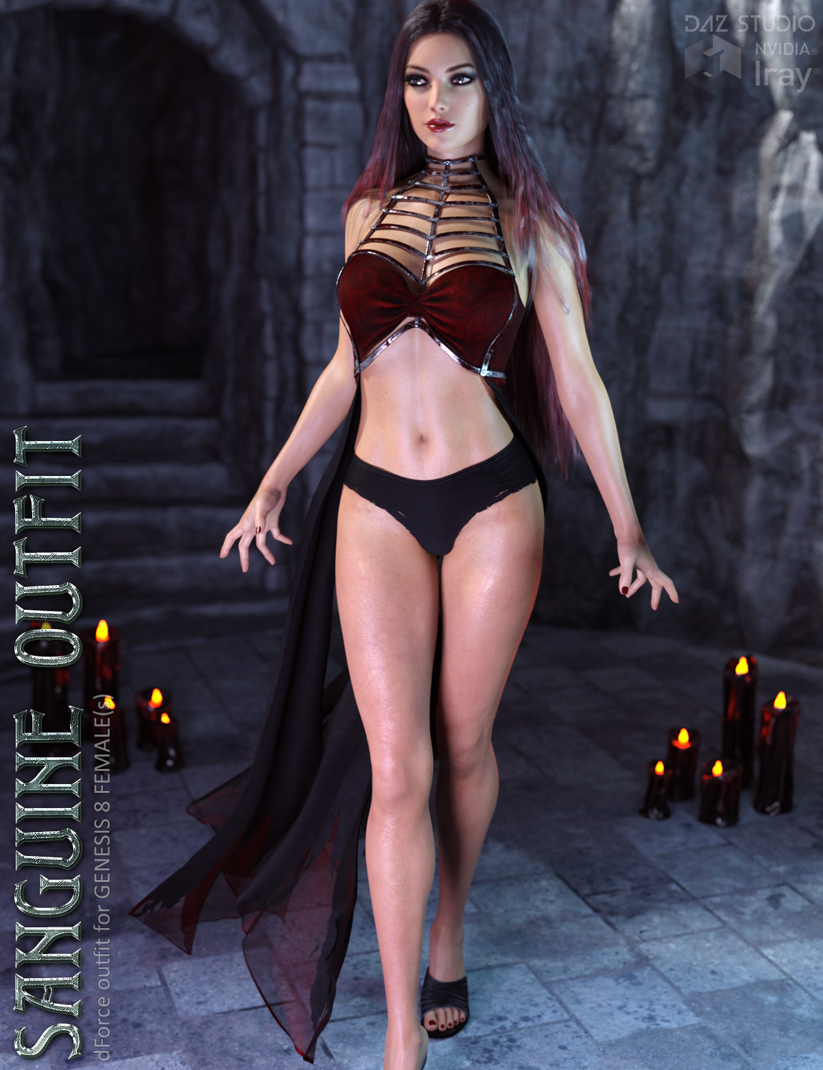 dForce Sanguine Outfit for Genesis 8 Females by: Lilflame, 3D Models by Daz 3D