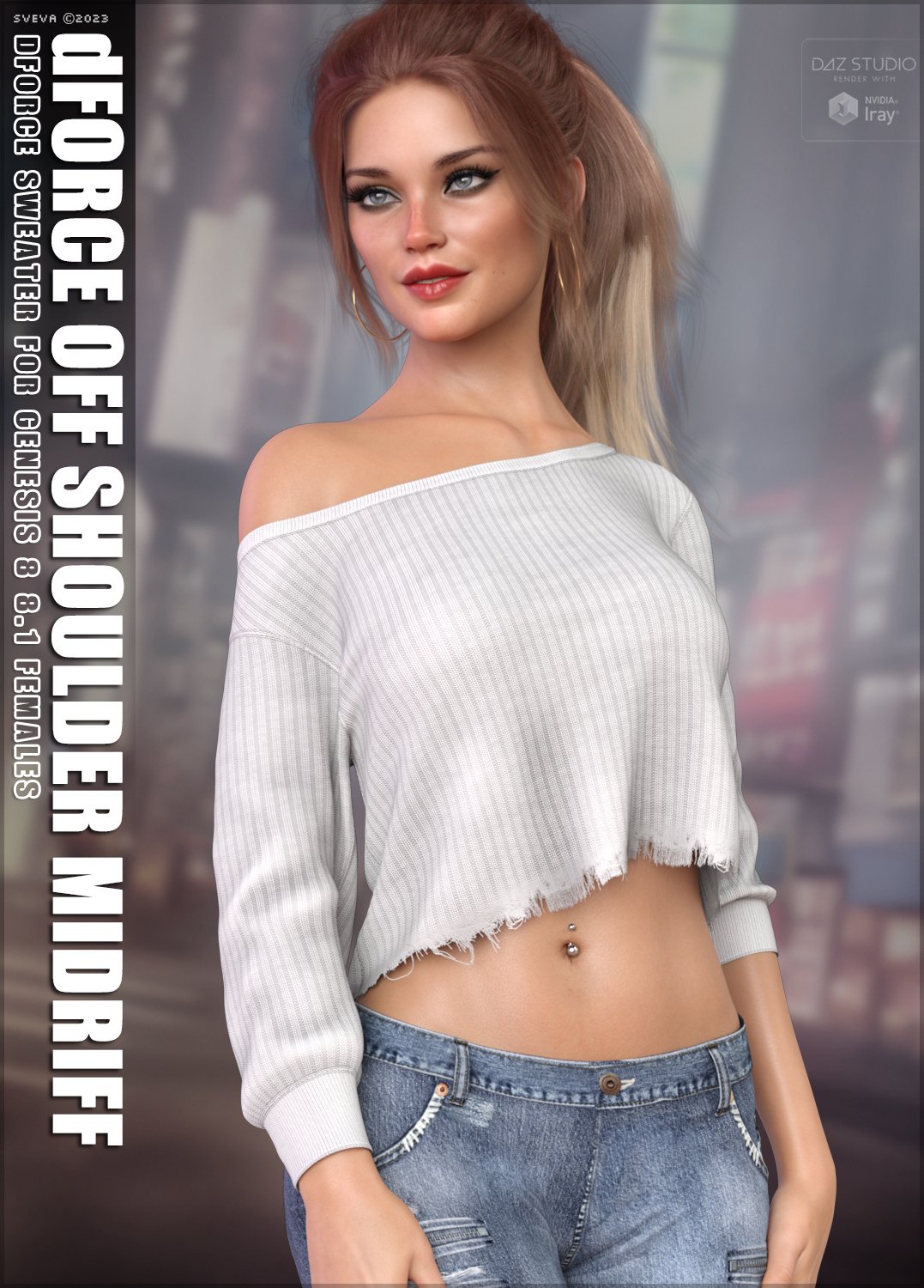 dForce Off Shoulder Midriff Sweater G8G8.1F by: Sveva, 3D Models by Daz 3D
