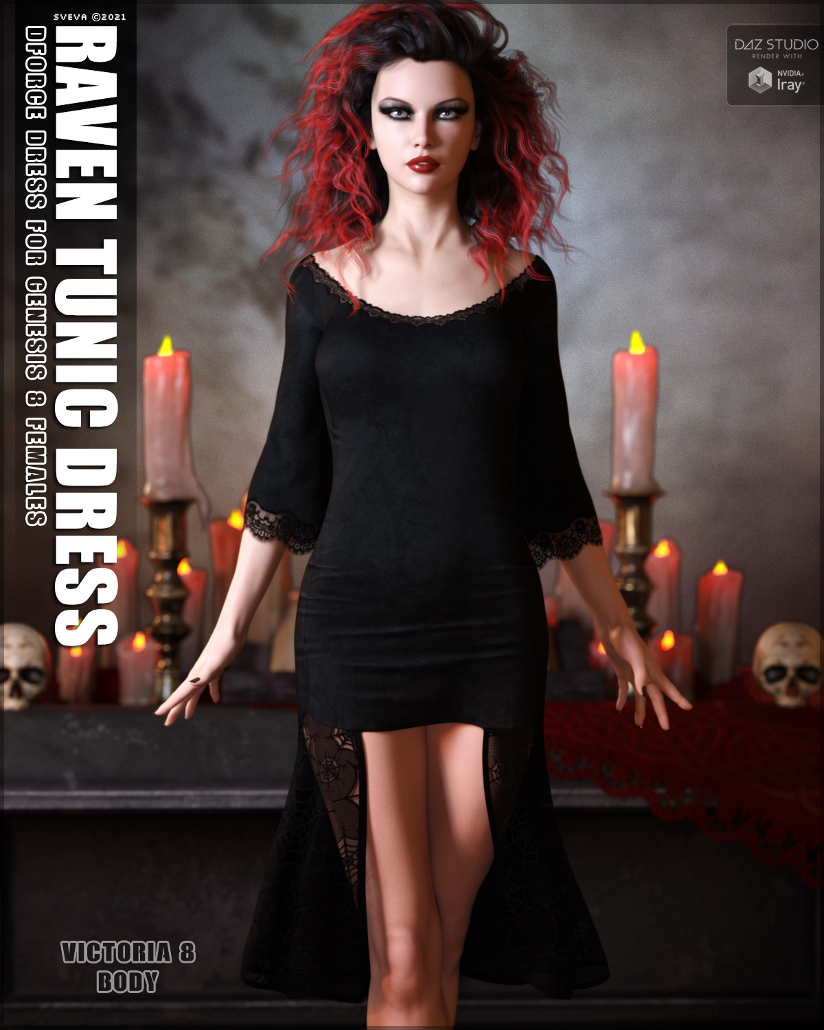 dForce Raven Tunic Dress G8F by: Sveva, 3D Models by Daz 3D