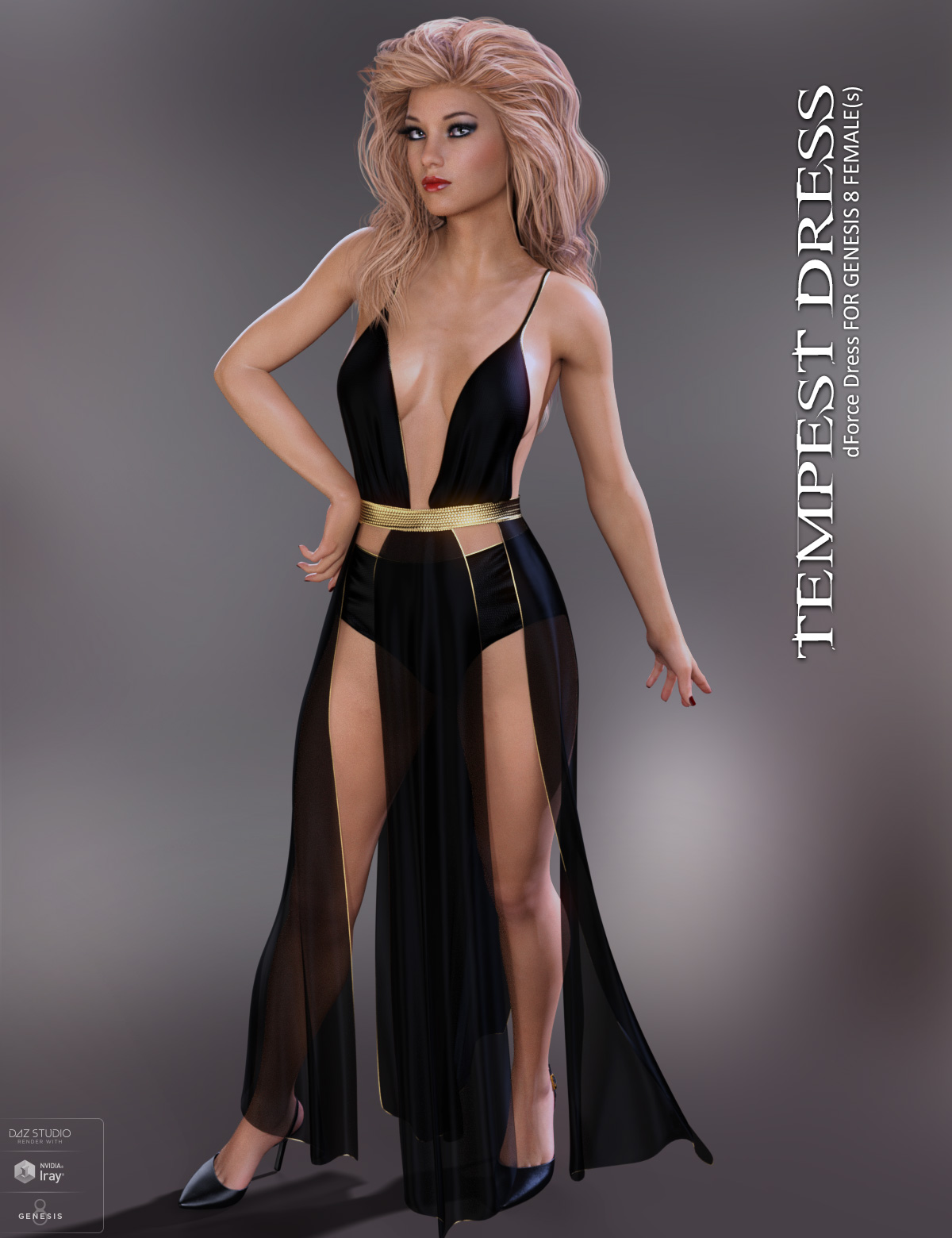 dForce Tempest Dress for Genesis 8 Females by: Lilflame, 3D Models by Daz 3D