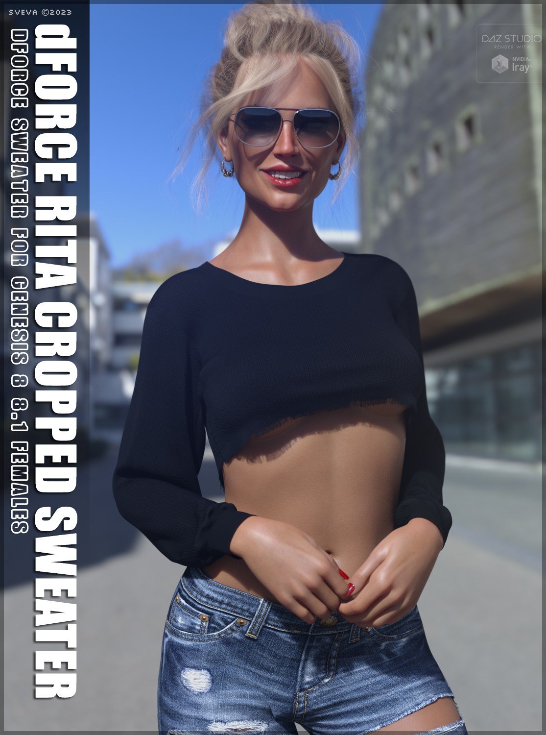 dForce Rita Cropped Sweater G8G8.1F by: Sveva, 3D Models by Daz 3D