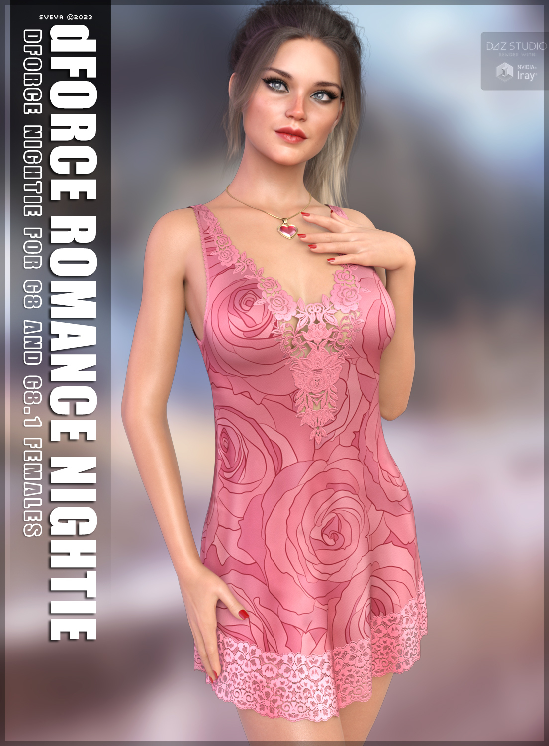 dForce Romance Nightie G8G8.1F by: Sveva, 3D Models by Daz 3D