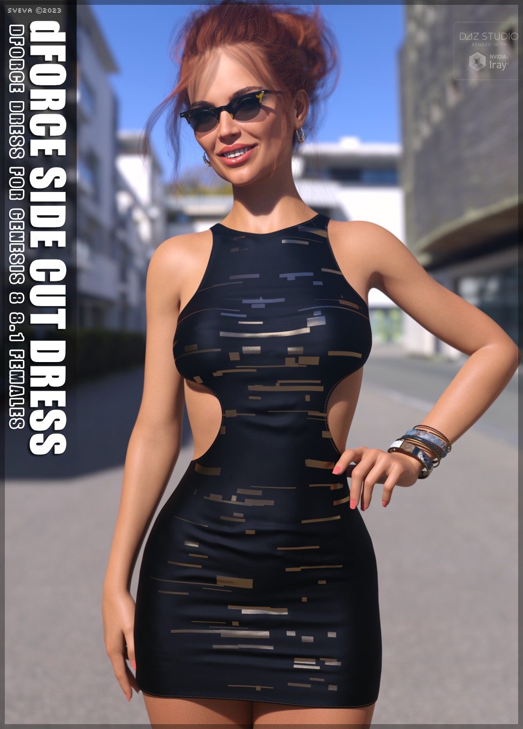 dForce Side Cut Dress G8G8.1F by: Sveva, 3D Models by Daz 3D