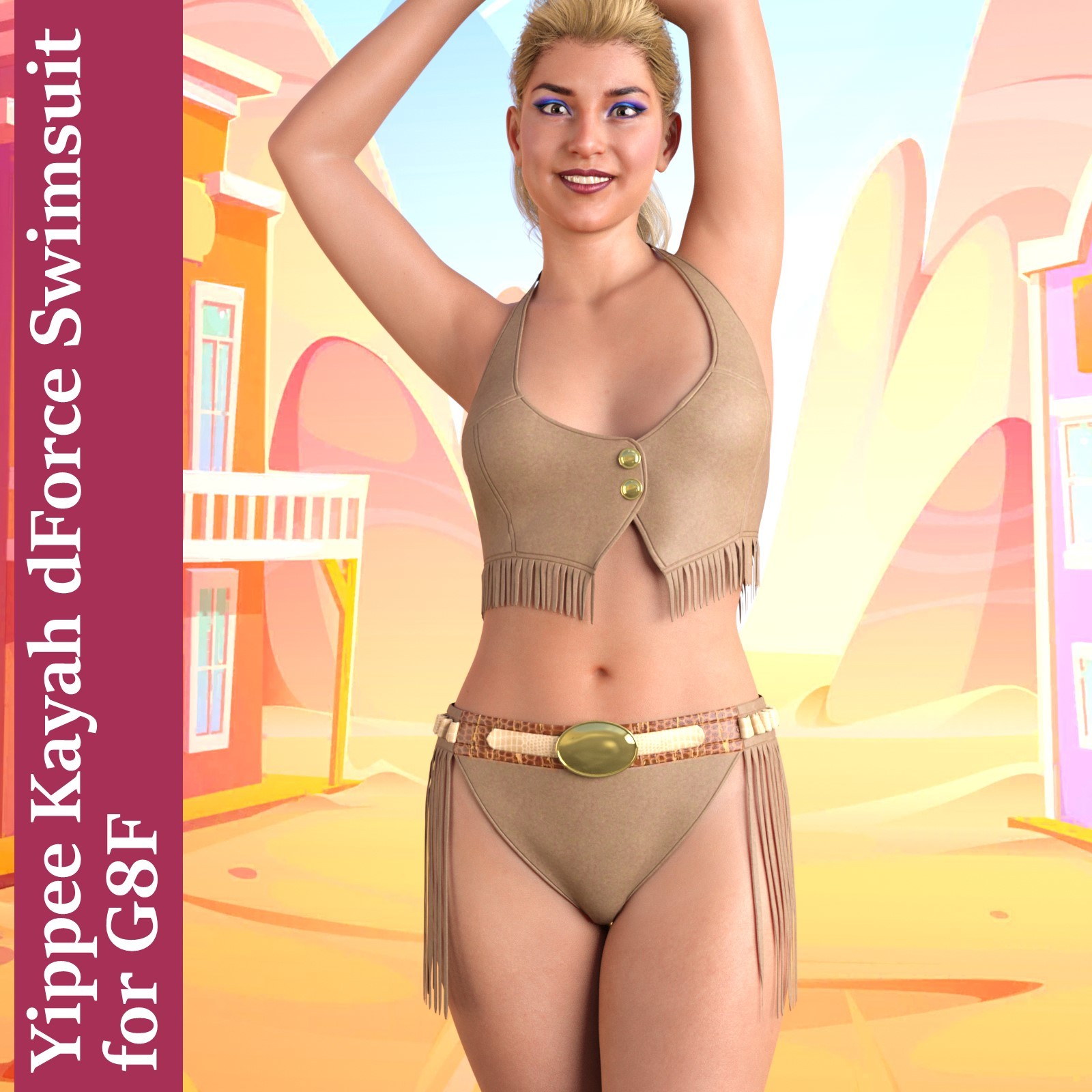 Yippee Kayah dForce Swimsuit for G8F by: Chris Cox, 3D Models by Daz 3D