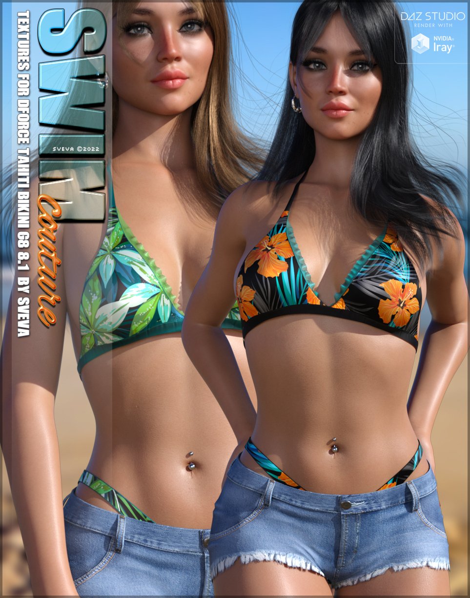 SWIM Couture Textures for dForce Tahiti Bikini by: Sveva, 3D Models by Daz 3D