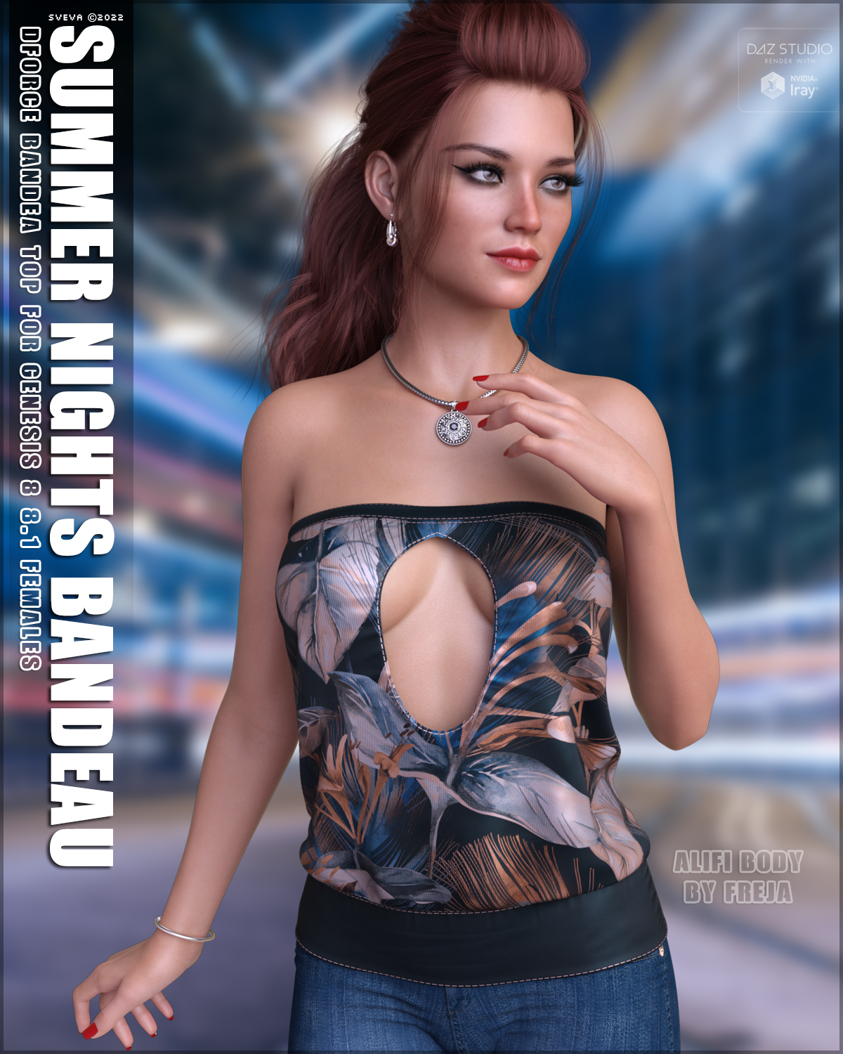 dForce Summer Nights Bandeau Top by: Sveva, 3D Models by Daz 3D