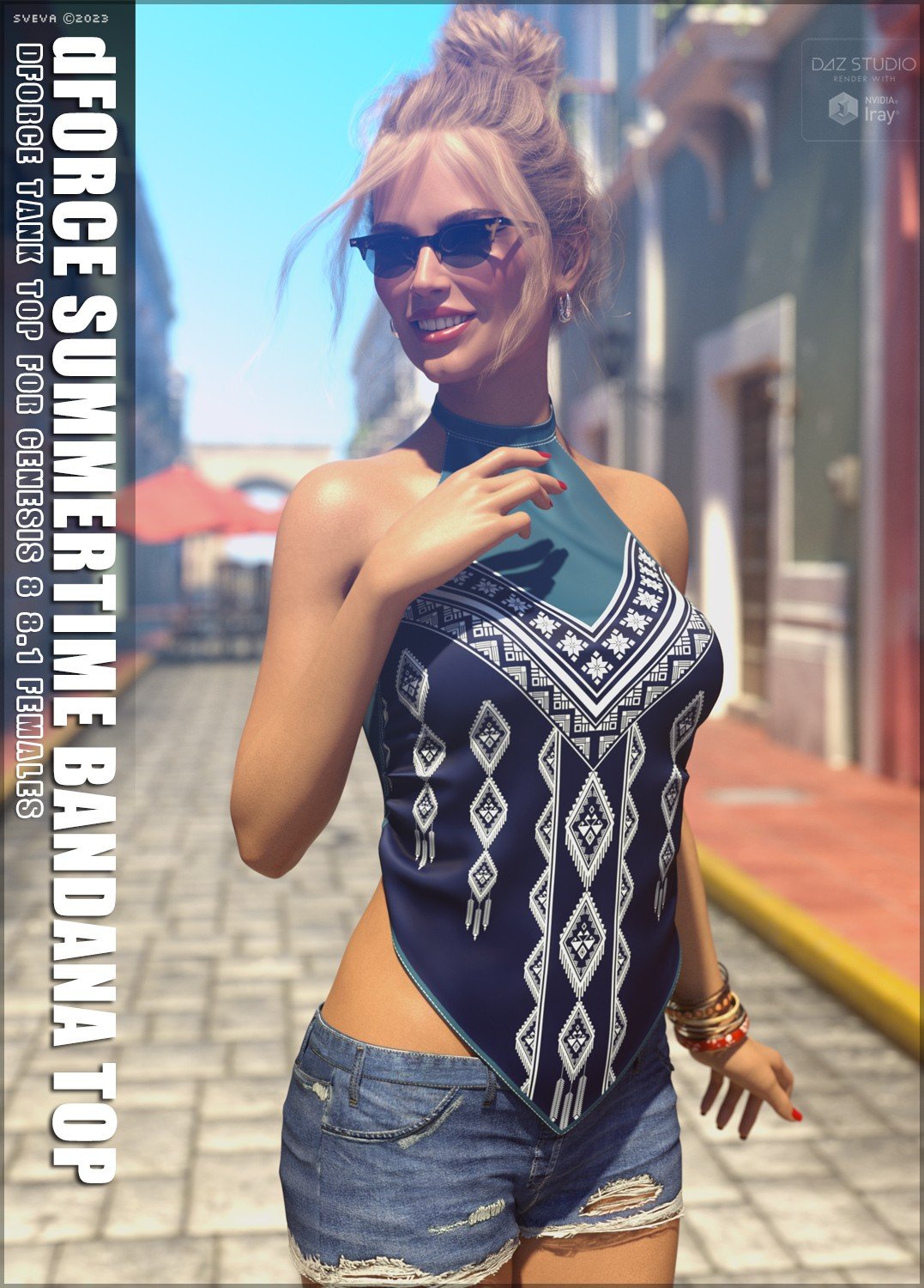 dForce Summertime Bandana Top by: Sveva, 3D Models by Daz 3D