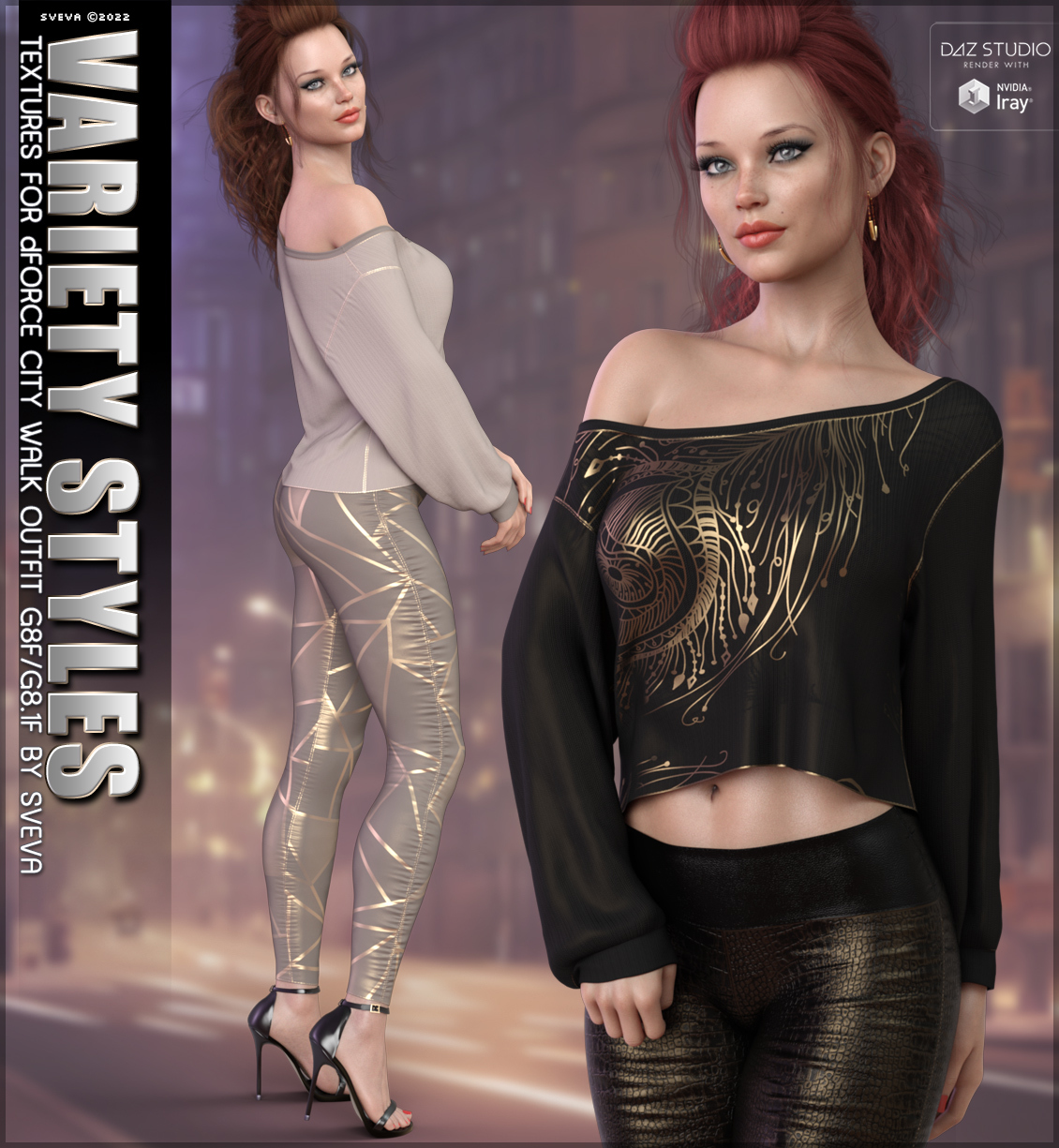 Variety Styles Textures for dForce City Walk Outfit by: Sveva, 3D Models by Daz 3D