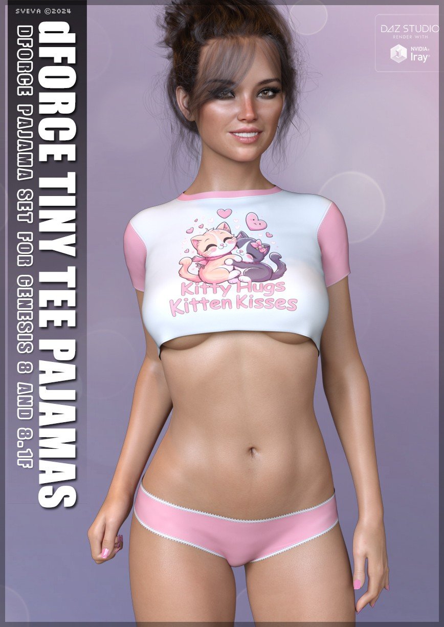 dForce Tiny Tee Pajama Set G8G8.1F by: Sveva, 3D Models by Daz 3D