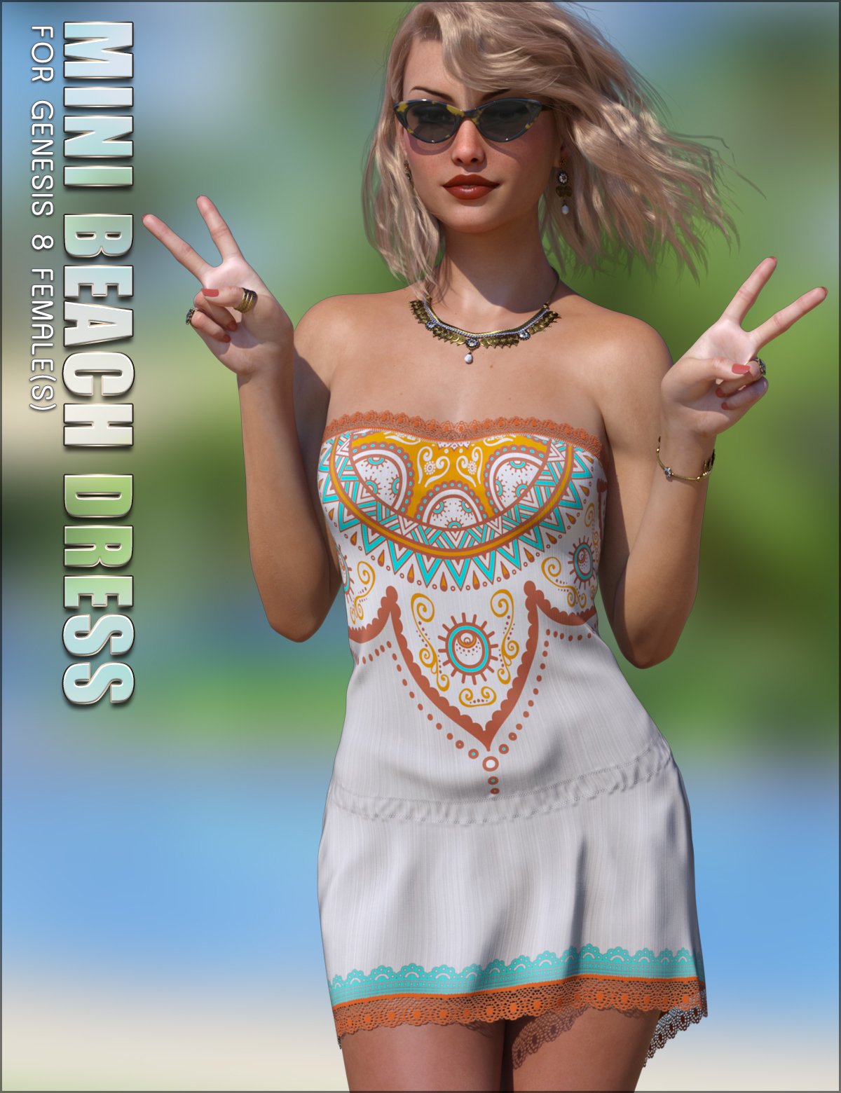 dForce Mini Beach Dress Genesis 8 Females by: LilflameSveva, 3D Models by Daz 3D