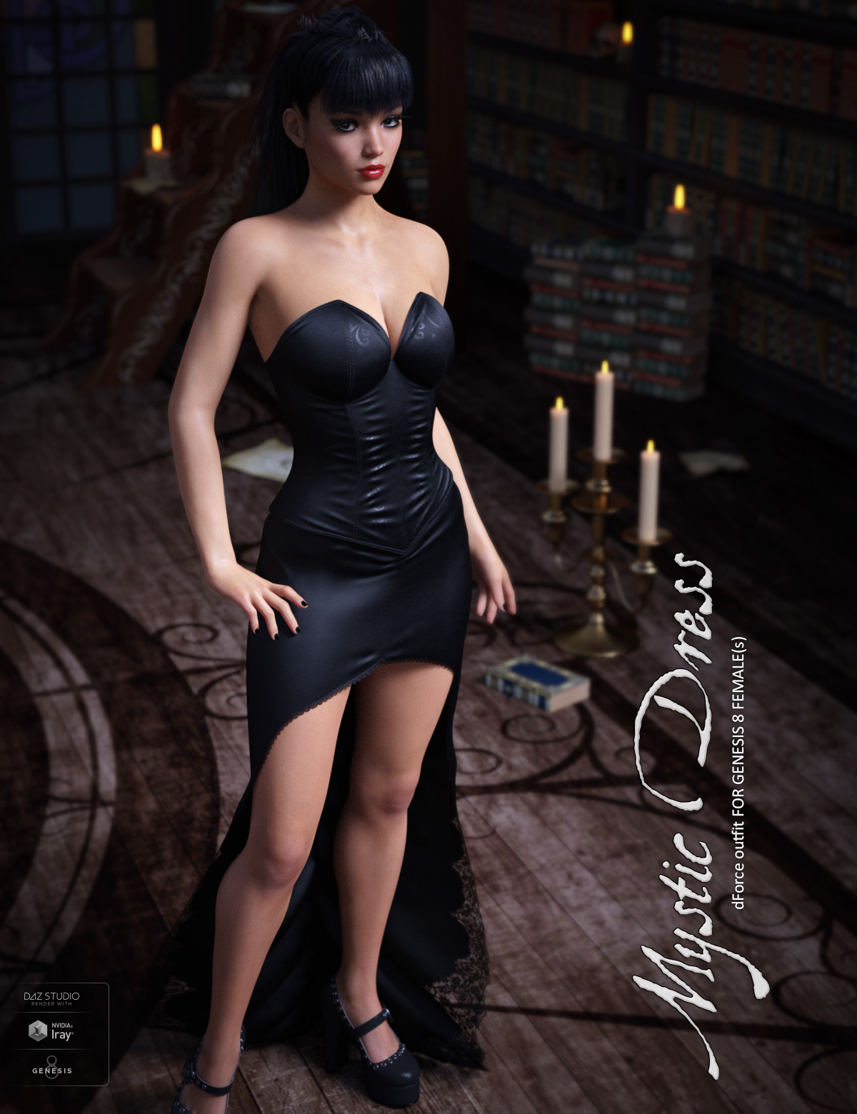 dForce Mystic Dress for Genesis 8 Females by: LilflameSveva, 3D Models by Daz 3D