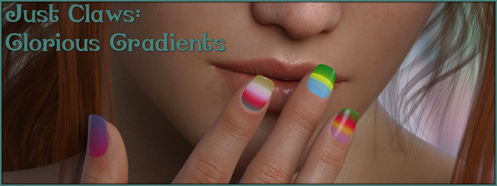 Just Claws 02: Glorious Gradients Nail L.I.E and Merchant Resource for G8F by: ~Wolfie~, 3D Models by Daz 3D