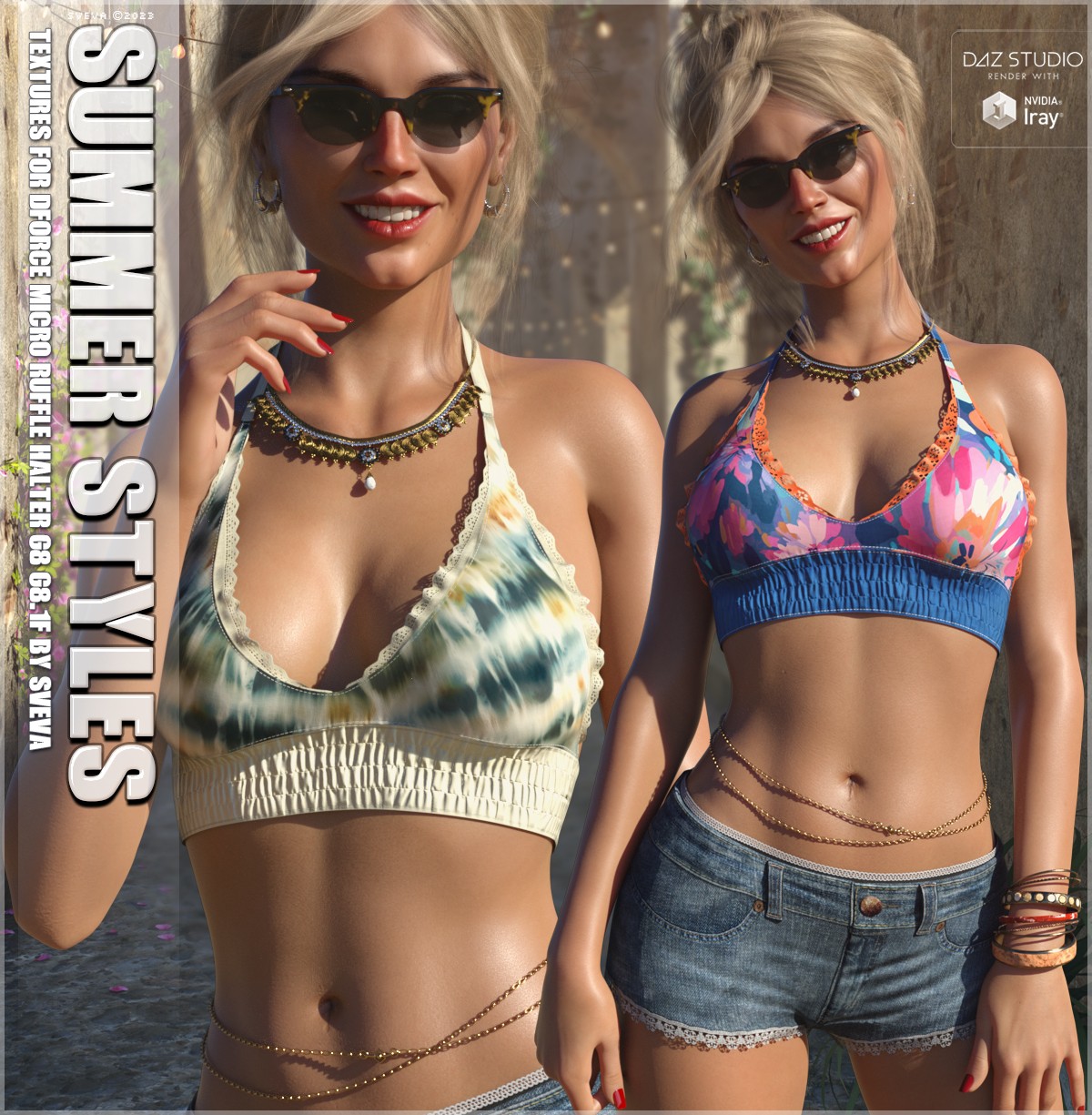 Summer Style Textures for dForce Micro Ruffle Halter by: Sveva, 3D Models by Daz 3D