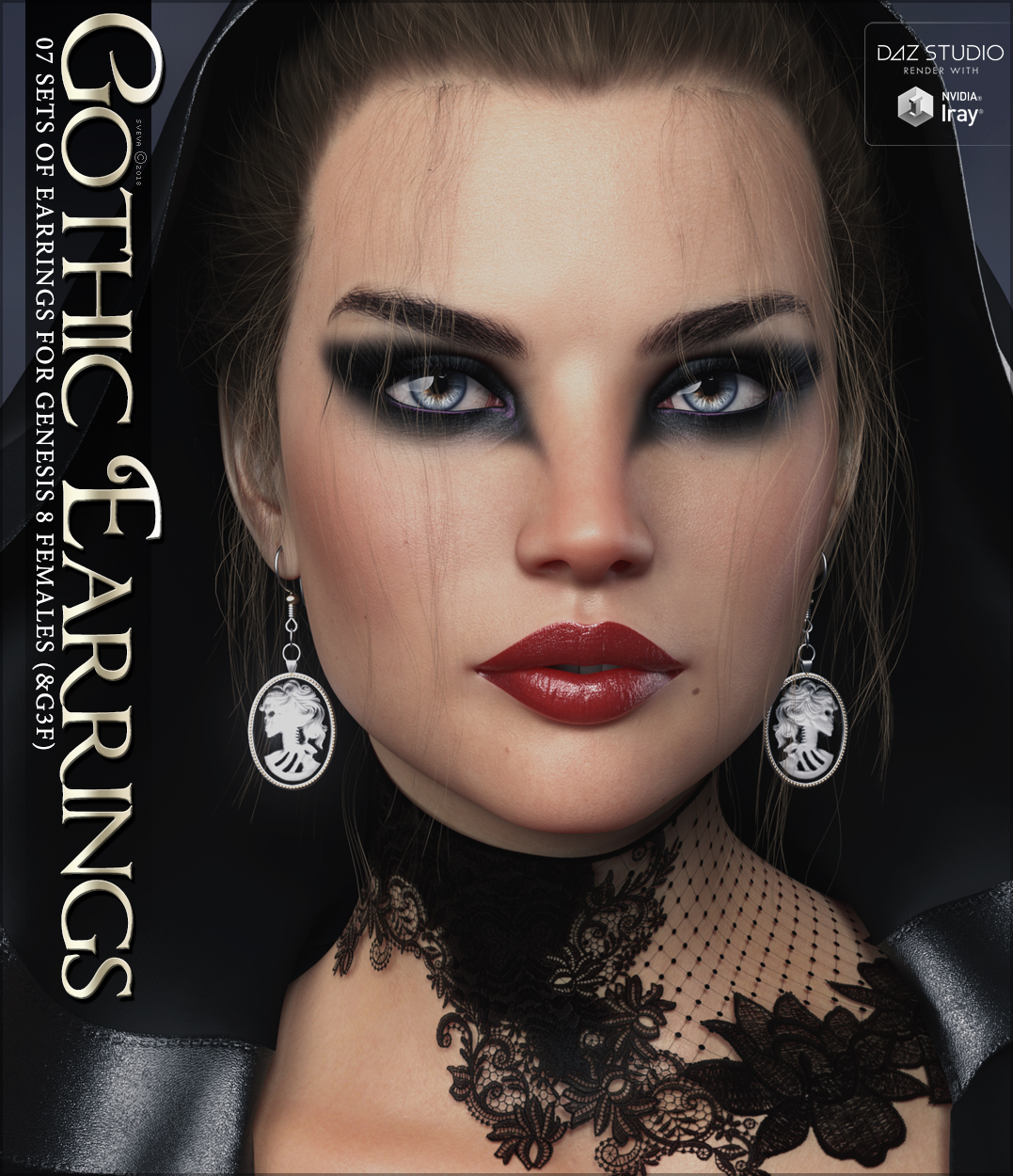 SVs Gothic Earrings by: Sveva, 3D Models by Daz 3D