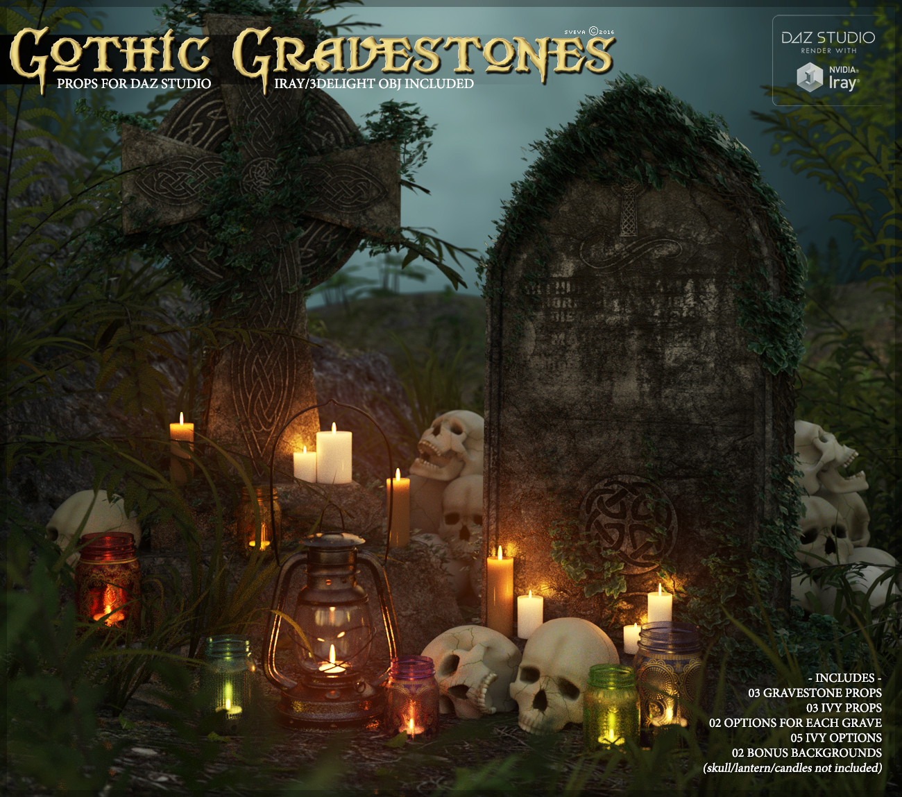 SV's Gothic Gravestones DS by: Sveva, 3D Models by Daz 3D