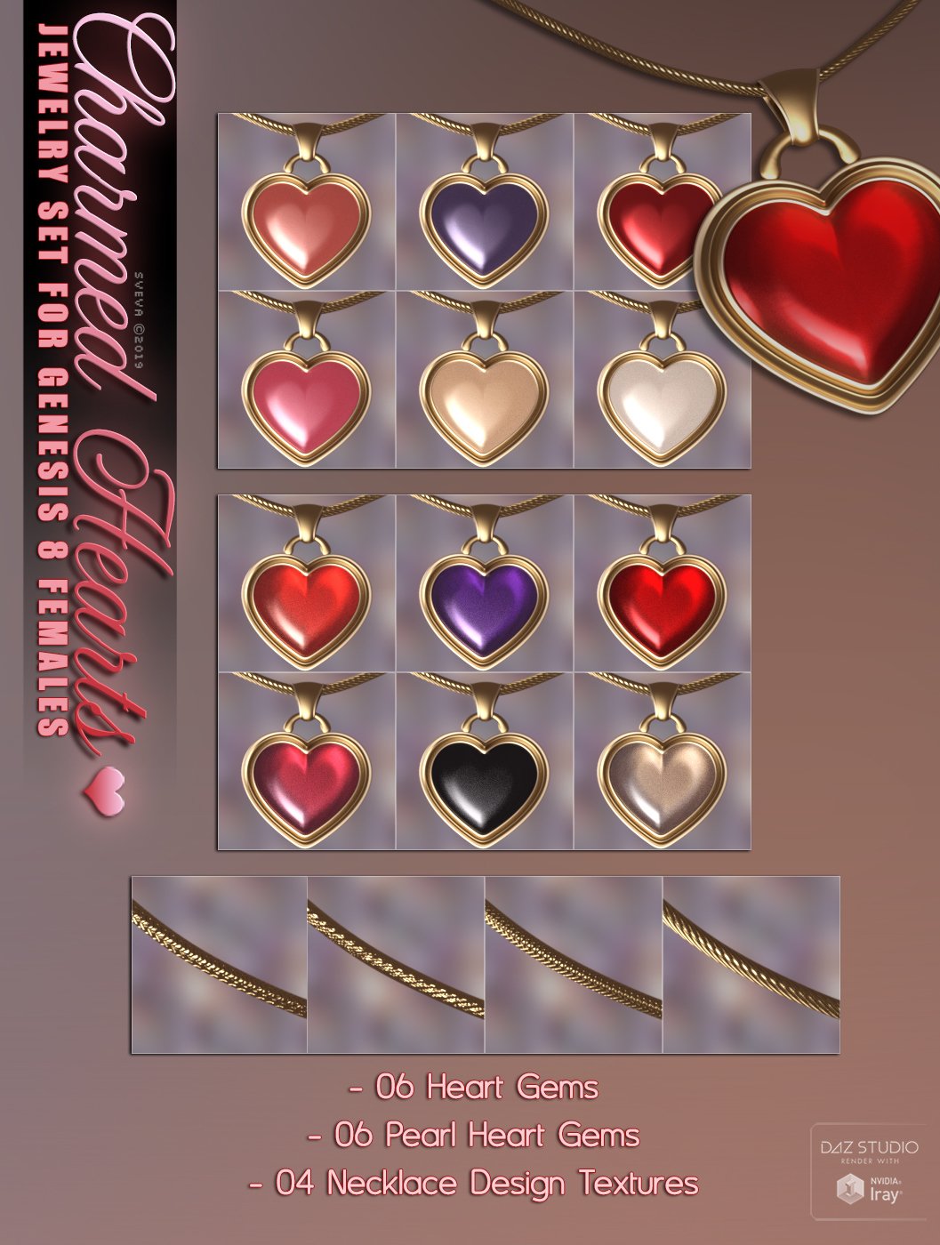 SVs Charmed Hearts Jewelry Set | Daz 3D