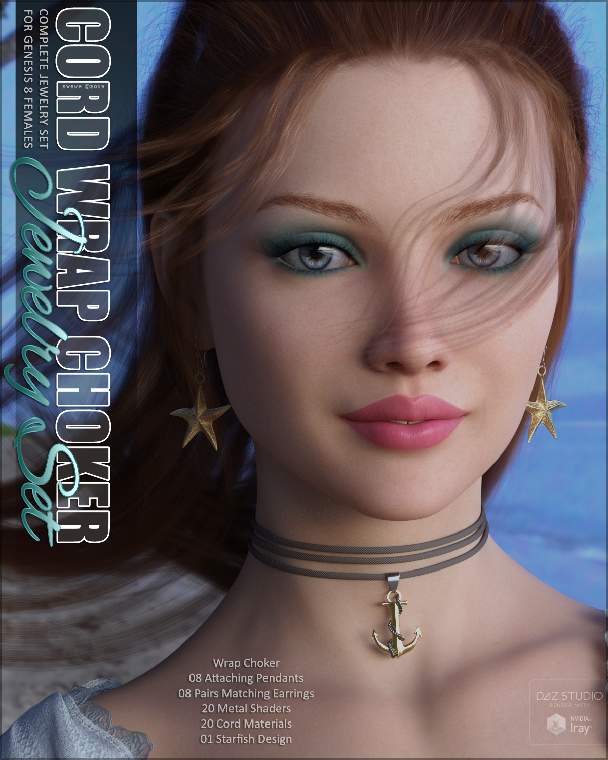 SVs Cord Wrap Choker Jewelry Set by: Sveva, 3D Models by Daz 3D