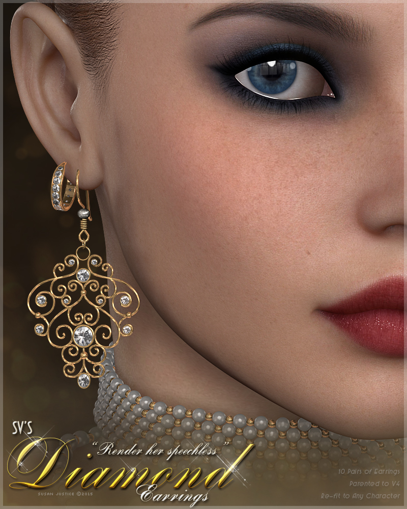 SV's Diamond Earrings by: Sveva, 3D Models by Daz 3D