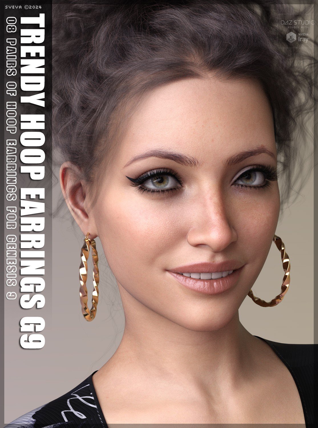 SV Trendy Hoop Earrings Genesis 9 by: Sveva, 3D Models by Daz 3D