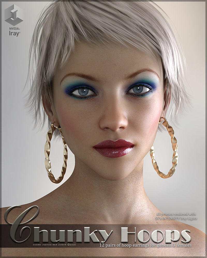 SV's Chunky Hoop Earrings G3F by: Sveva, 3D Models by Daz 3D