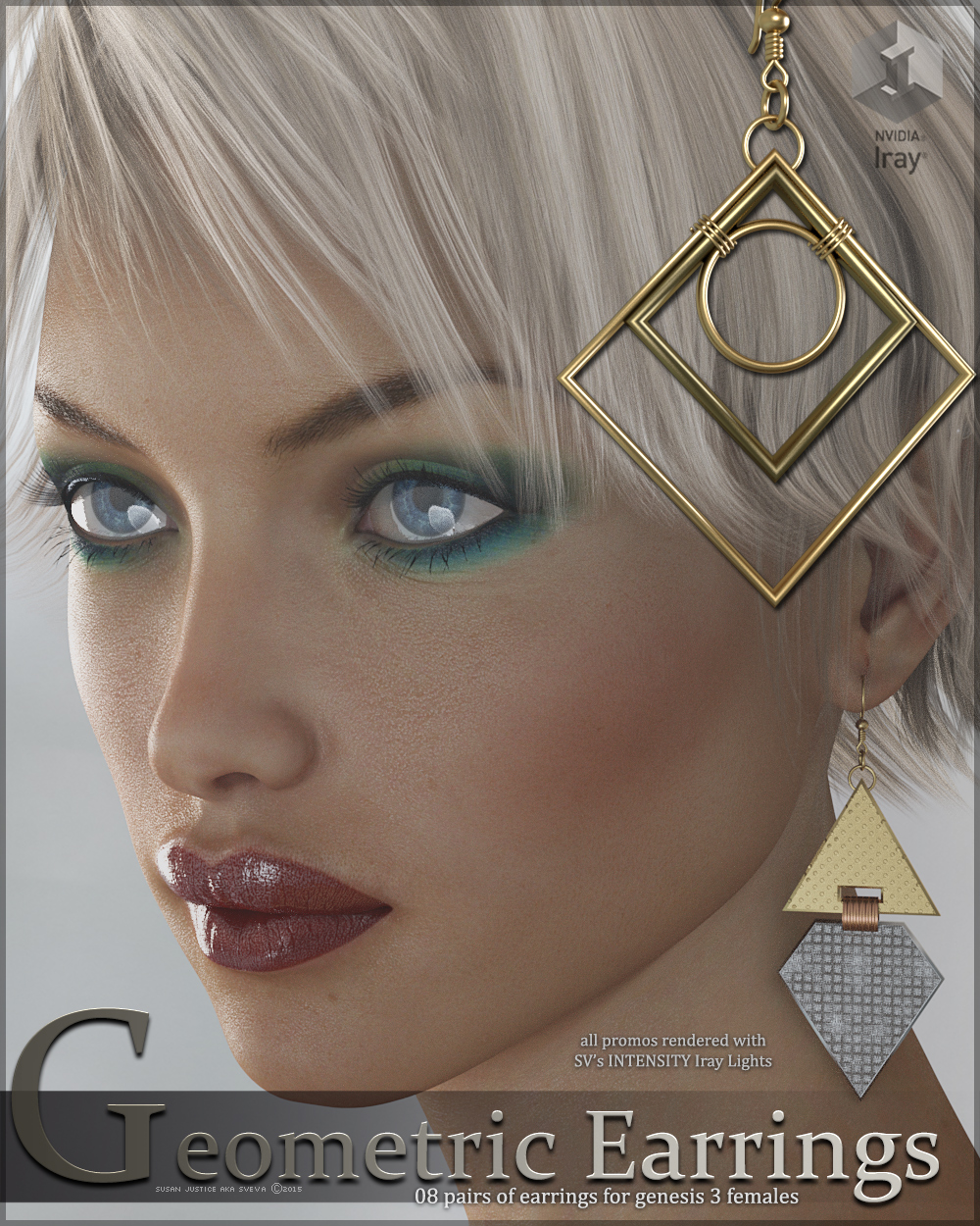 SV's Geometrics Earrings G3 by: Sveva, 3D Models by Daz 3D