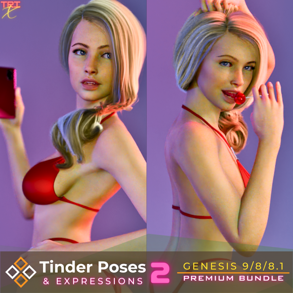 Tinder Poses 2 - Bundle for Genesis 8 & 9 Female by: Tri-X, 3D Models by Daz 3D