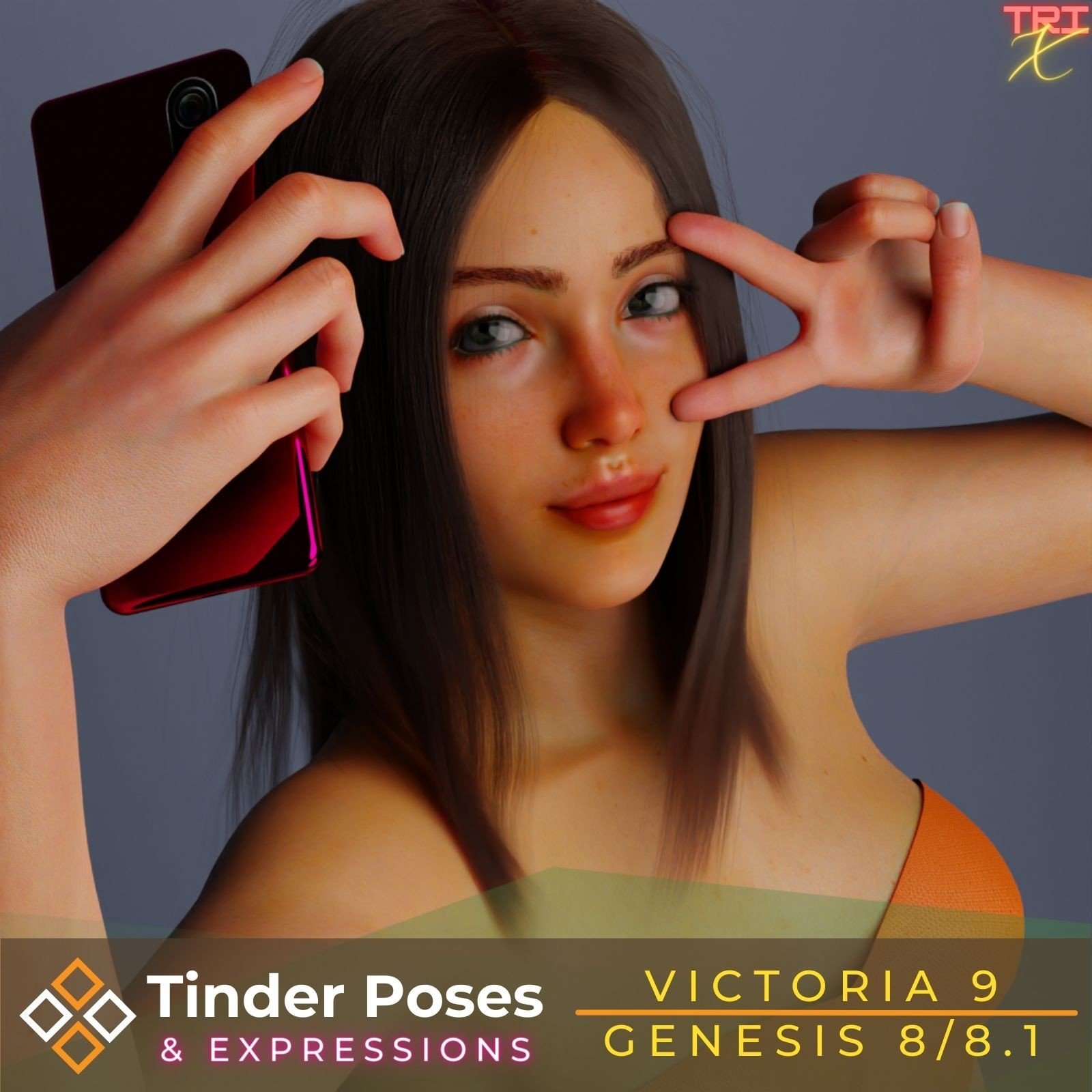 Tinder Poses & Expressions for V9 and Genesis 8/8.1 by: Tri-X, 3D Models by Daz 3D