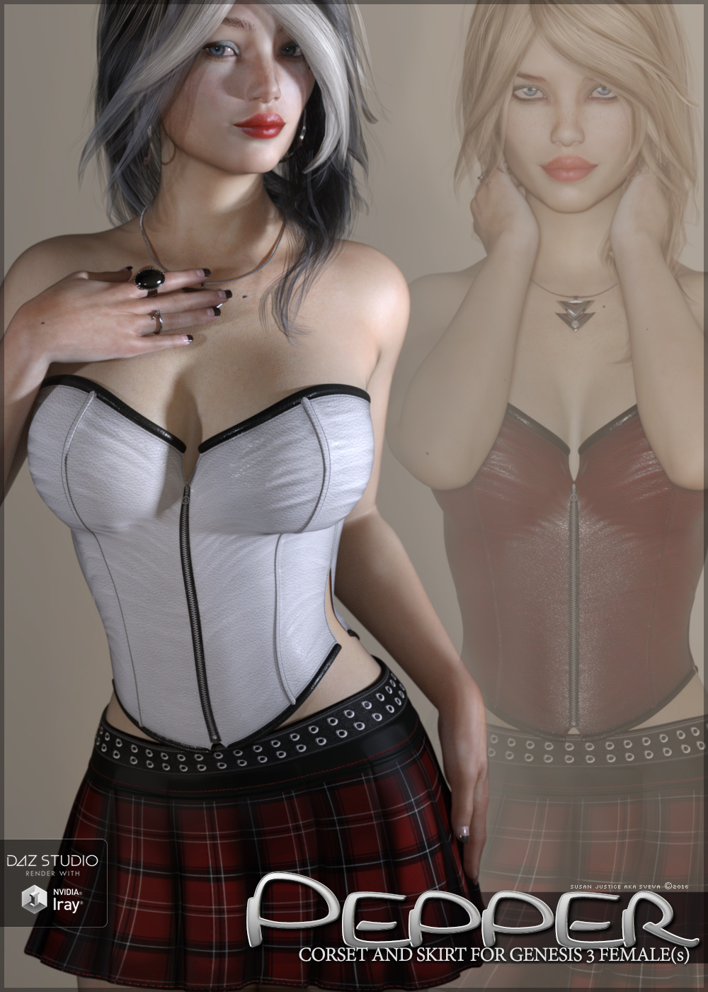 Pepper Corset and Skirt for Genesis 3 Female(s) by: Sveva, 3D Models by Daz 3D