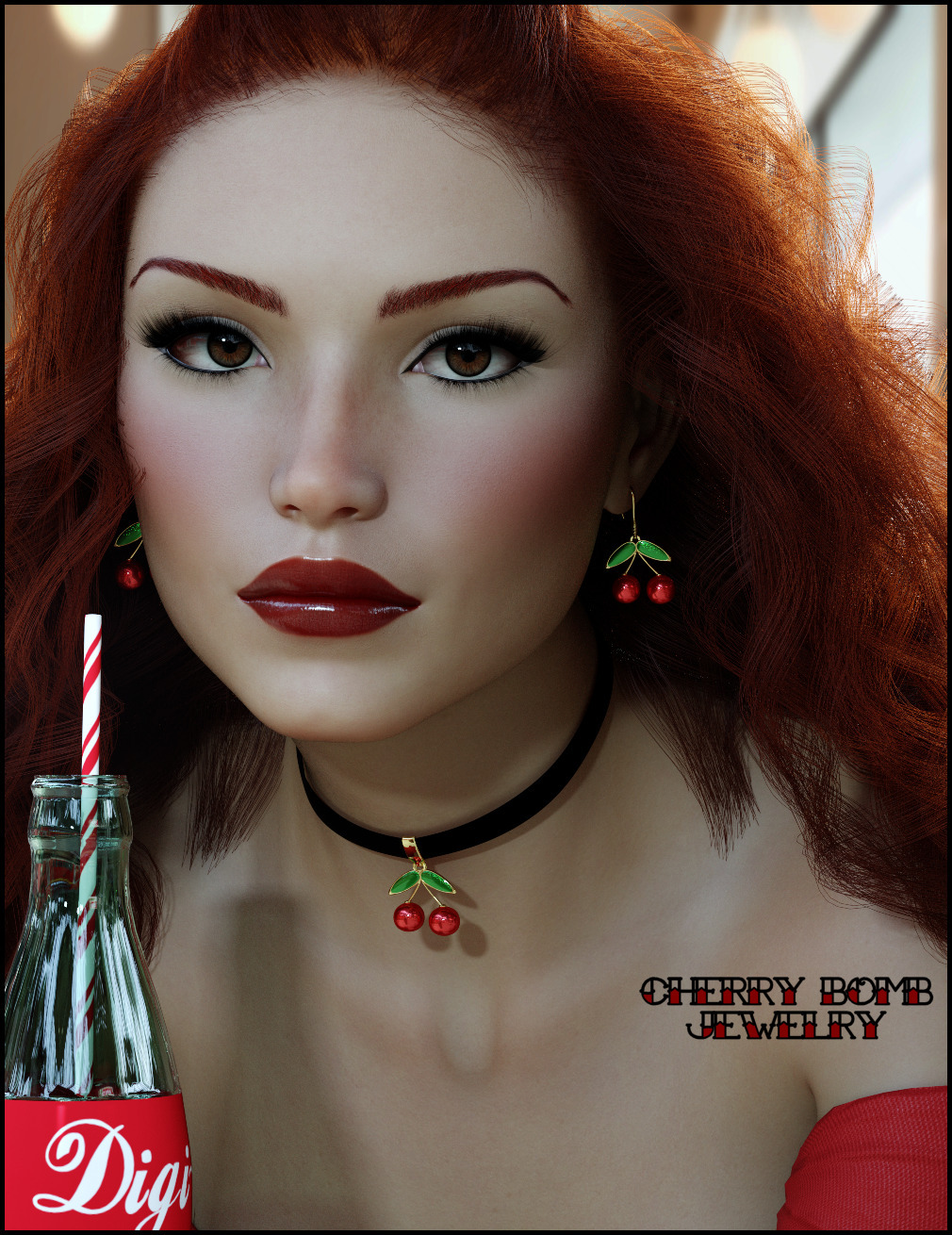 Cherry Bomb! Jewelry for G8F by: 3-D Arena, 3D Models by Daz 3D