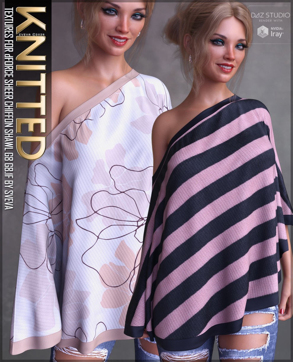 Knitted Textures for dForce Sheer Chiffon Shawl by: Sveva, 3D Models by Daz 3D
