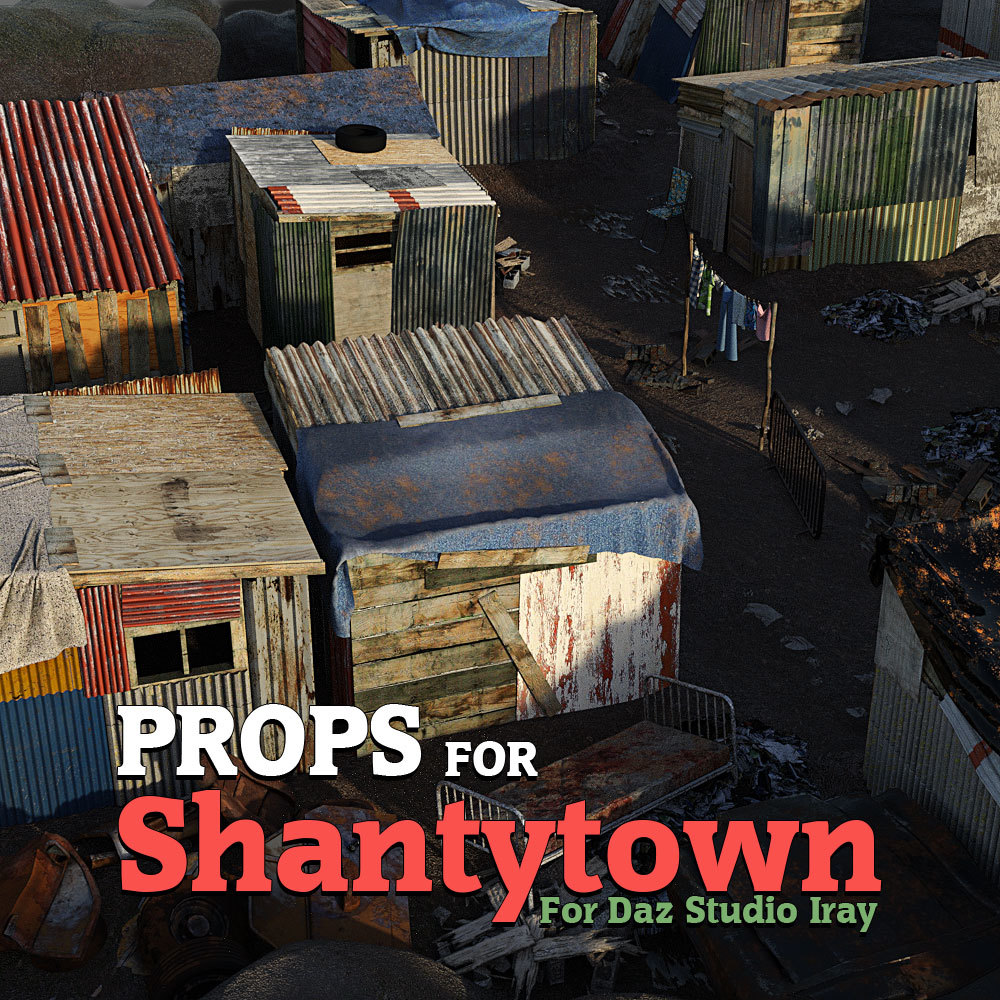 Shantytown Props for DS Iray by: powerage, 3D Models by Daz 3D