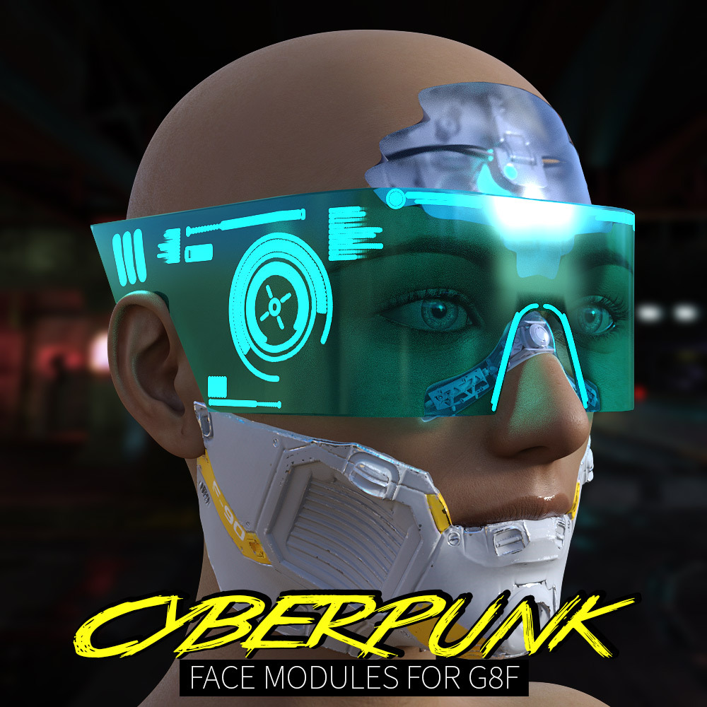 Cyberpunk Faces Modules for G8F by: powerage, 3D Models by Daz 3D