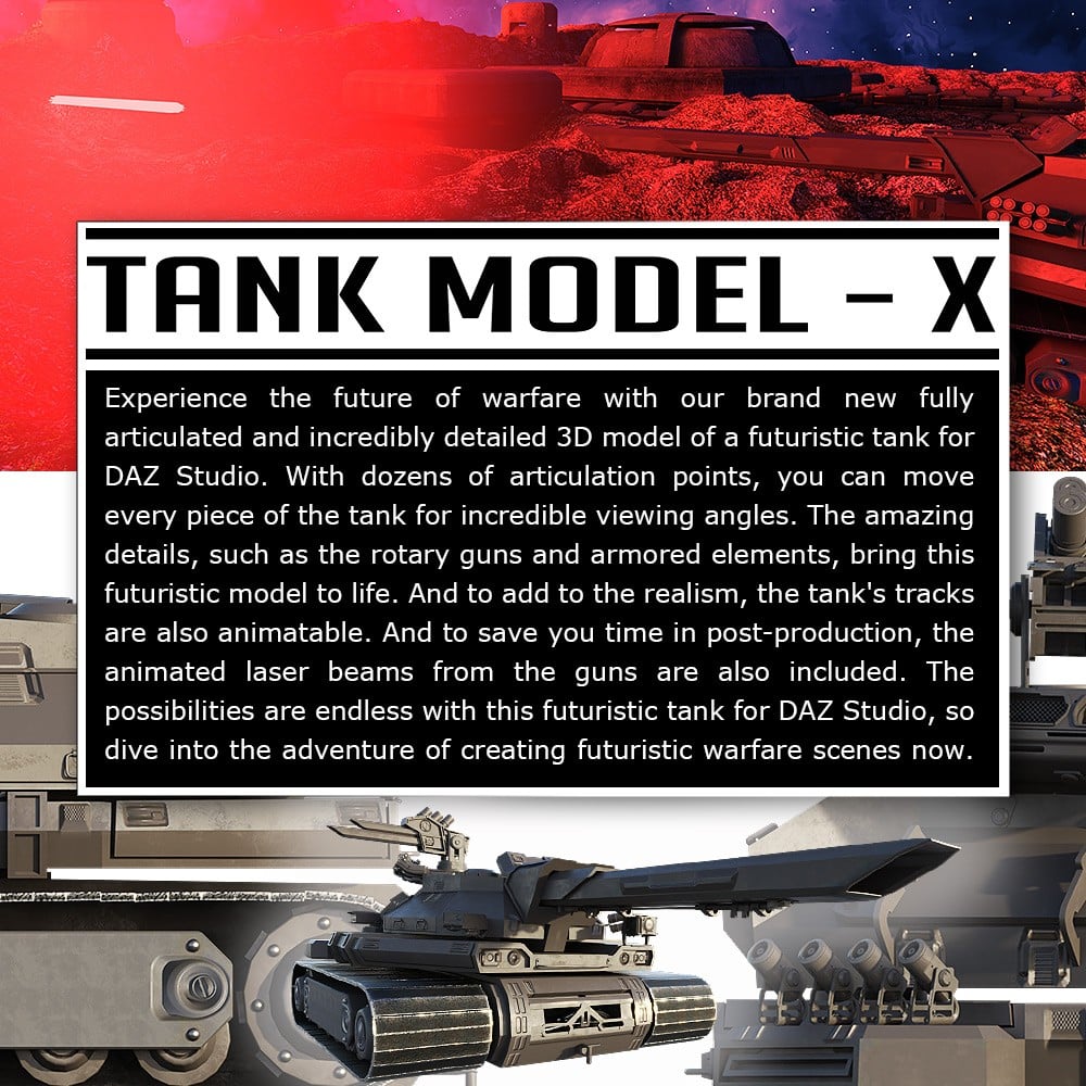 Tank Model-X for Daz Studio by: powerage, 3D Models by Daz 3D