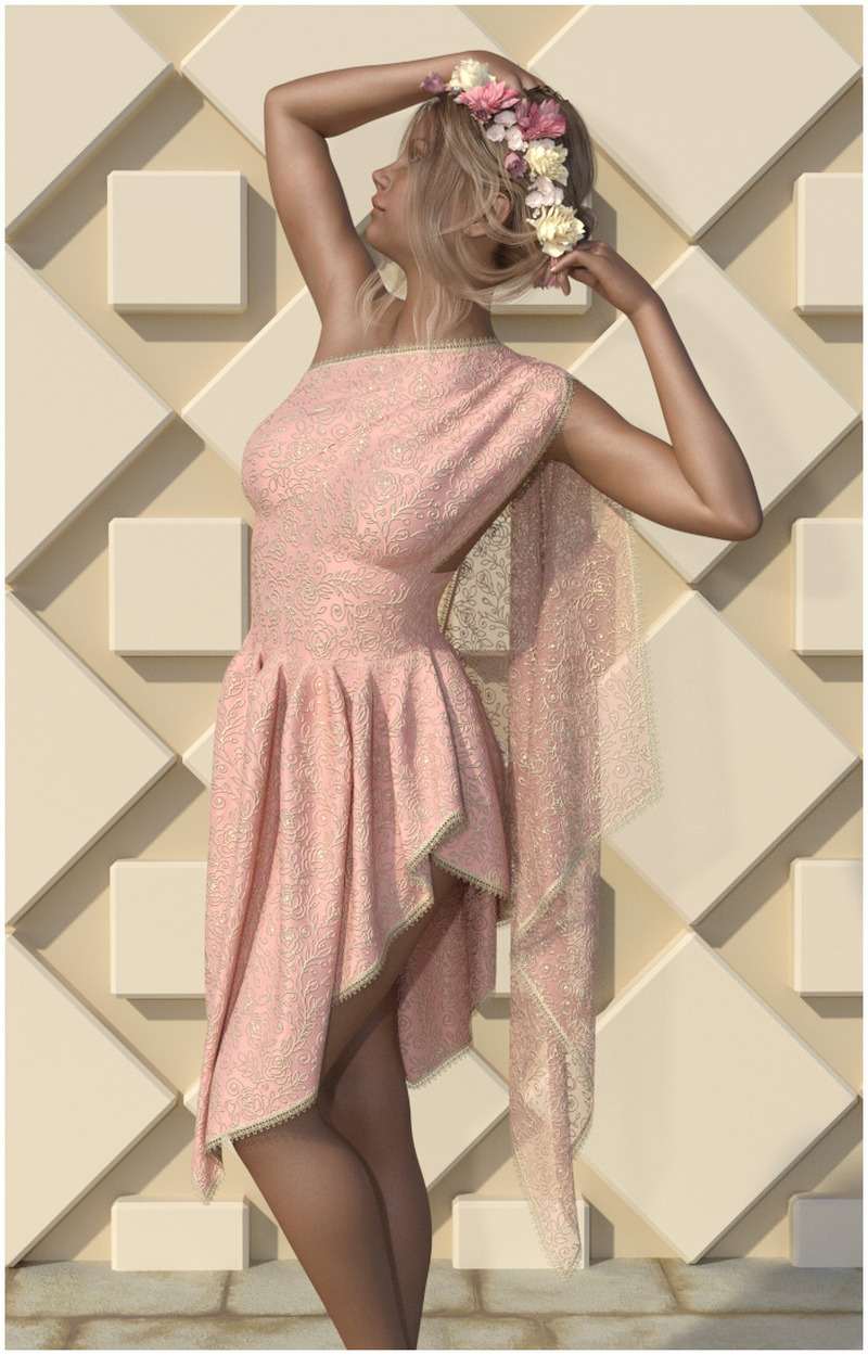 dForce - Flora Dress for G8F by: Lully, 3D Models by Daz 3D