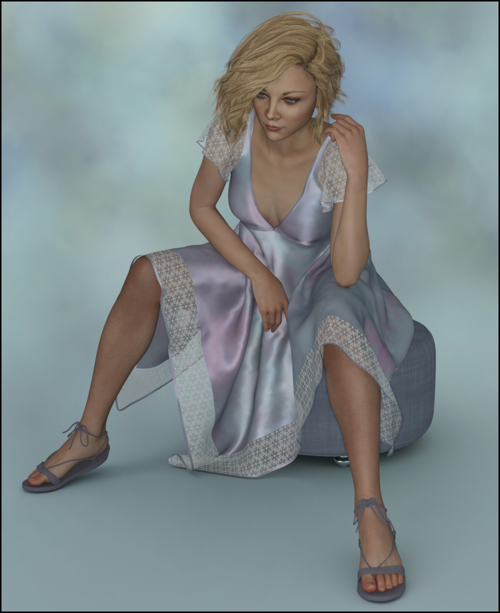 dForce - Handkerchief Dress for G8F by: Lully, 3D Models by Daz 3D