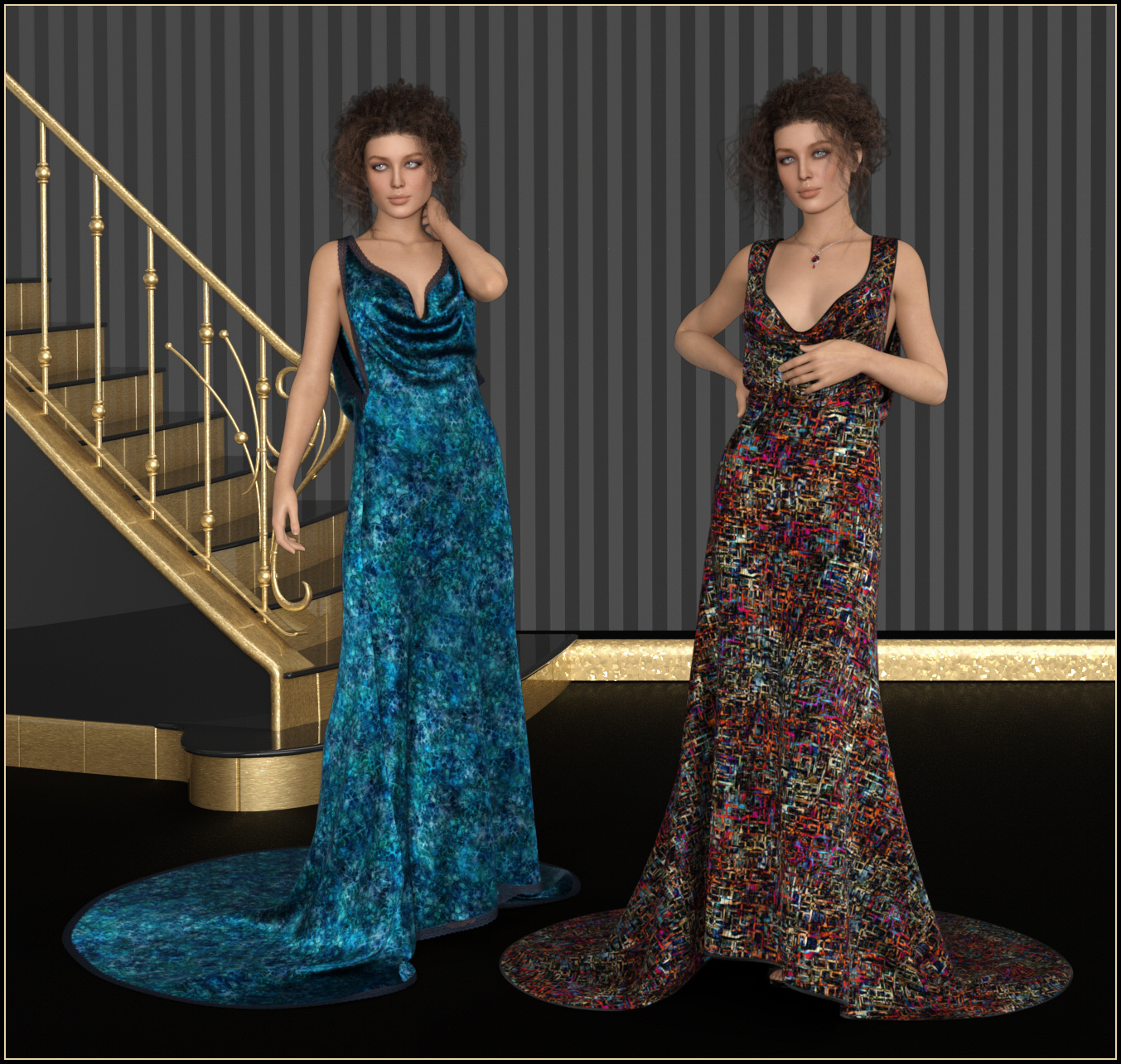 dForce - Harlow Gown for G8F by: Lully, 3D Models by Daz 3D