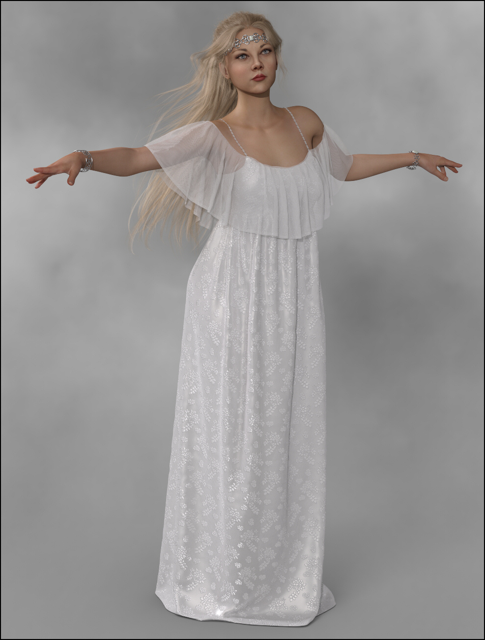 dForce -  Long Gypsy Dress for G8F by: Lully, 3D Models by Daz 3D