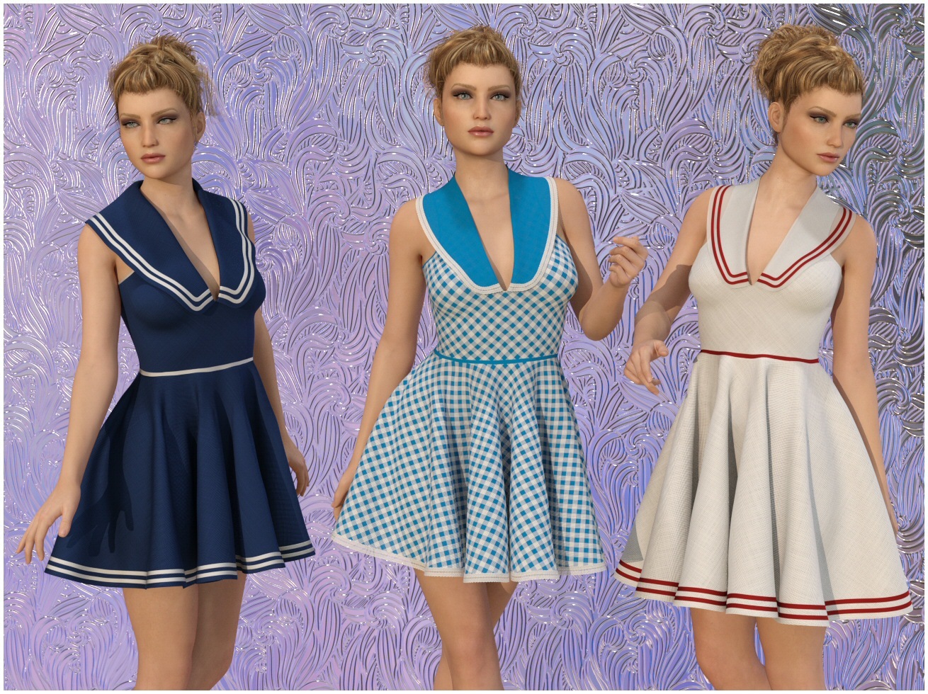 dForce - Loretta Dress for G8Fs by: Lully, 3D Models by Daz 3D