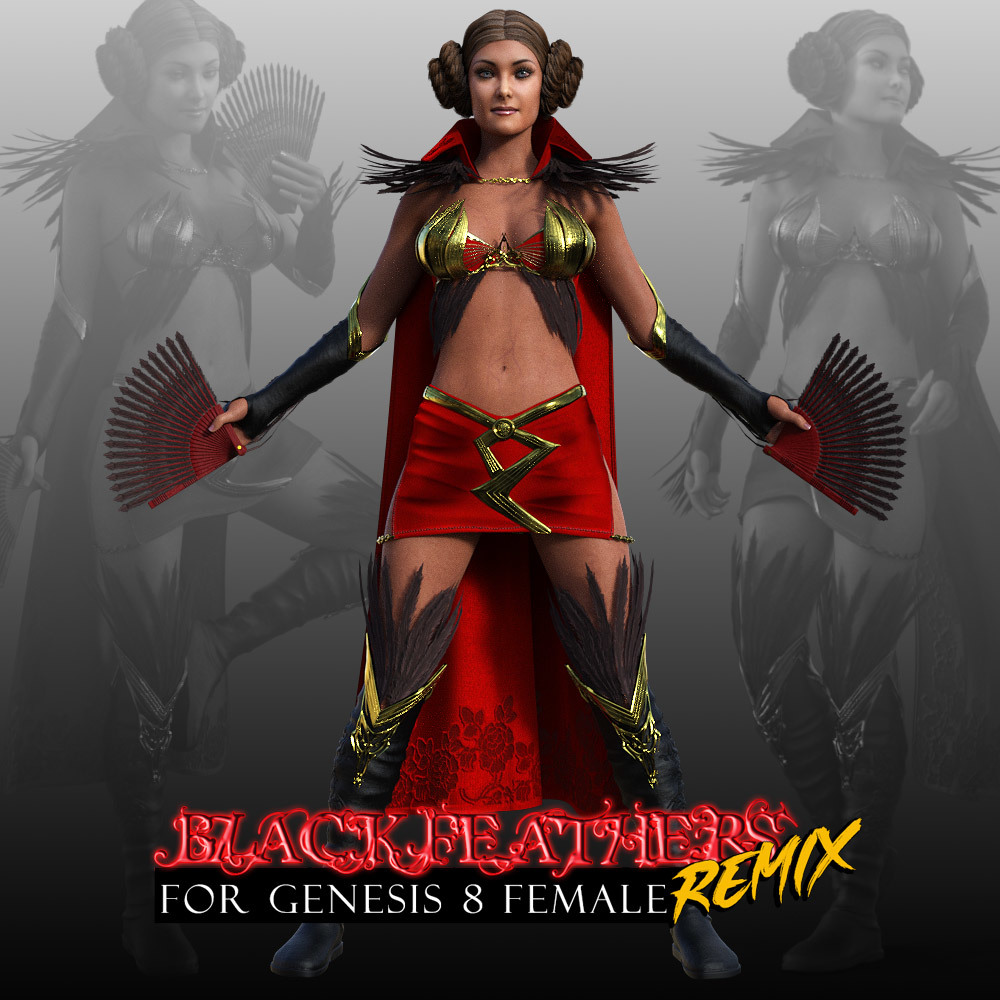 Black Feathers REMIX for G8F by: powerage, 3D Models by Daz 3D