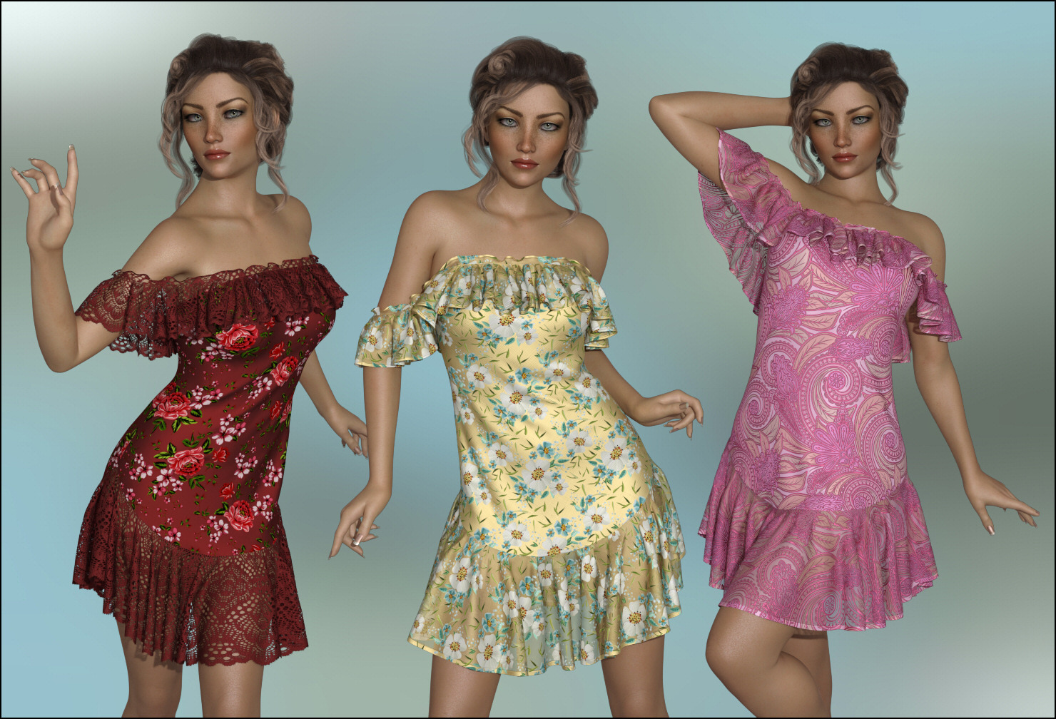 dForce - Octavia Dress for G8F by: Lully, 3D Models by Daz 3D