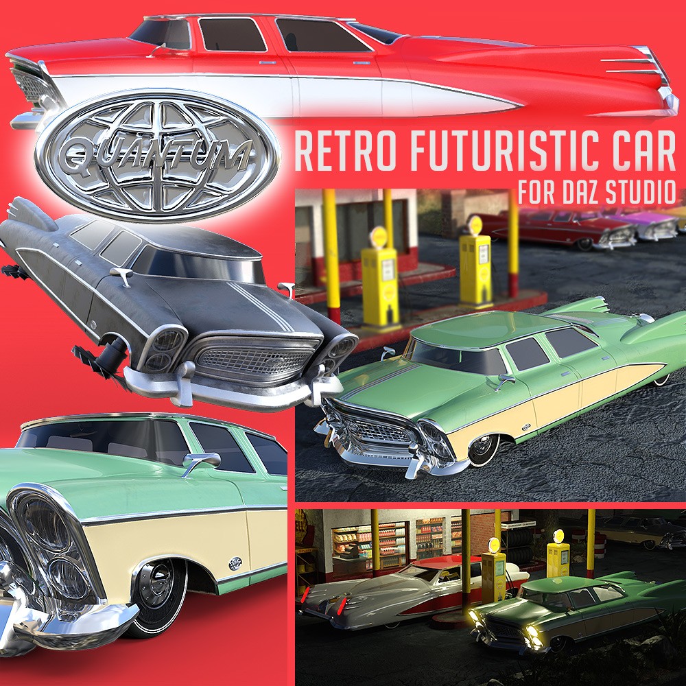 Quantum Retro Futuristic Car for Daz Studio by: powerage, 3D Models by Daz 3D