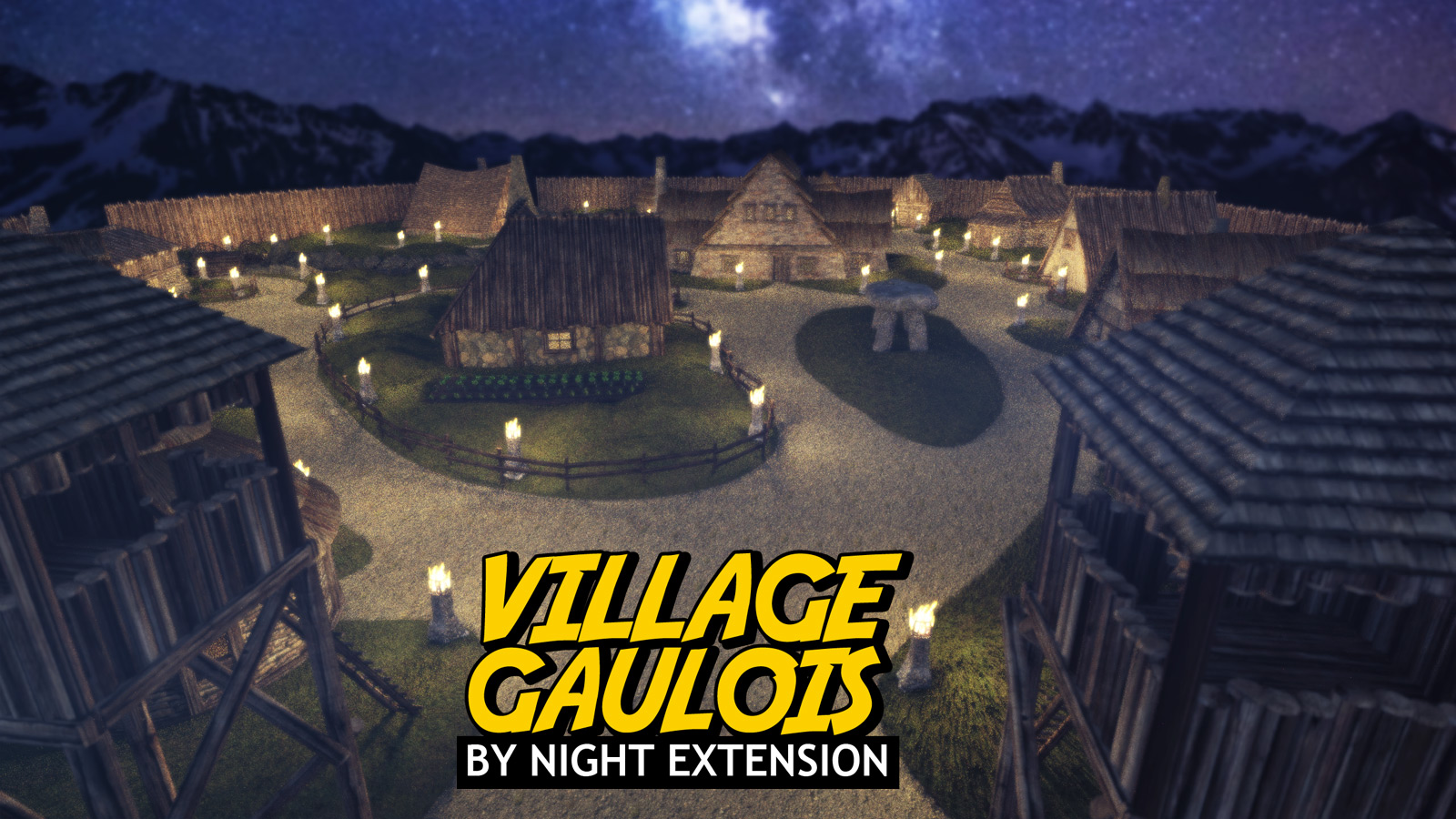 Village Gaulois - By Night Extension - for DS Iray by: powerage, 3D Models by Daz 3D