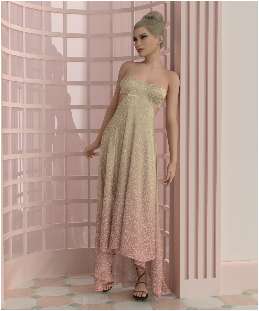 dForce - Peep Back Dress for G8Fs by: Lully, 3D Models by Daz 3D