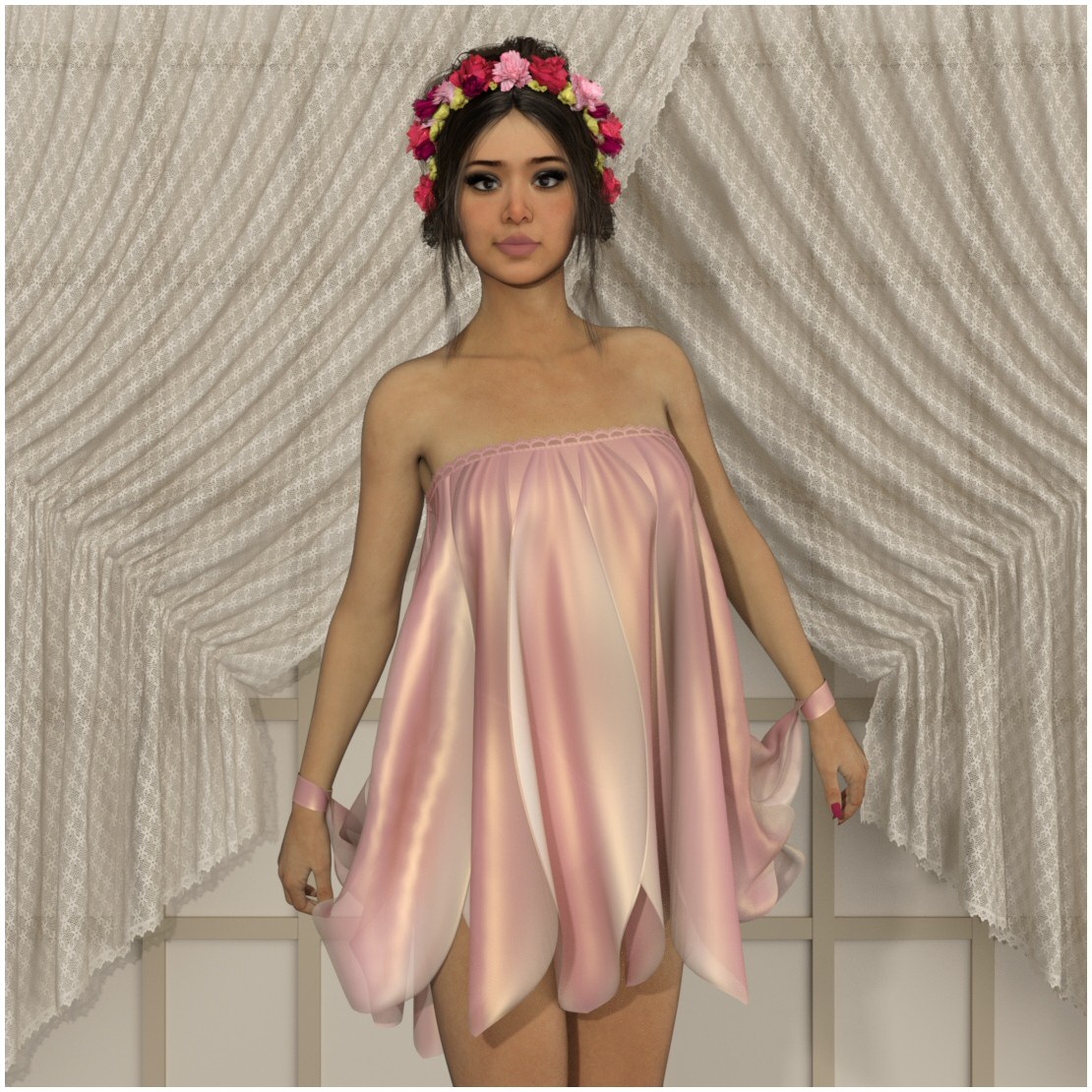 dForce - Petal Dress for G8Fs by: Lully, 3D Models by Daz 3D