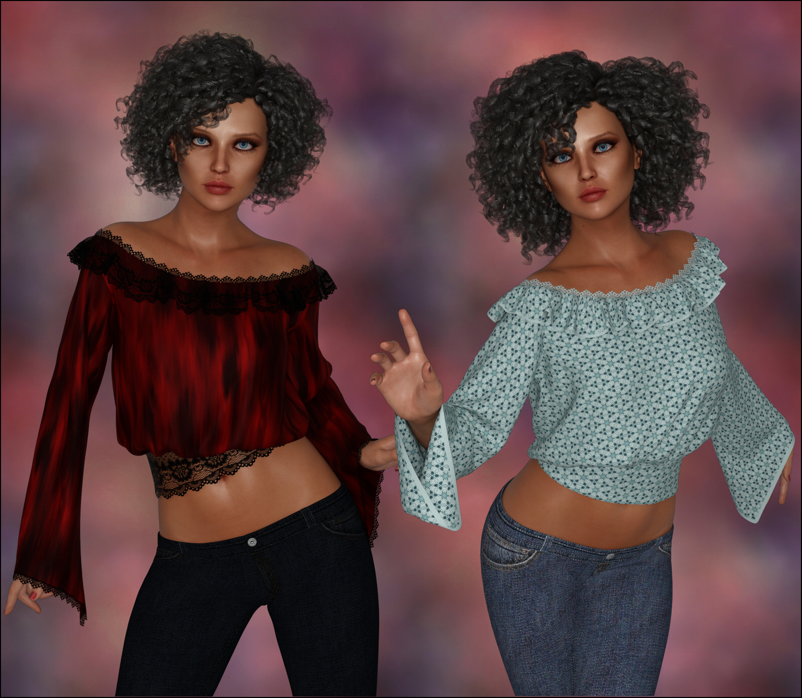 dForce - Ruffles Top for G8F by: Lully, 3D Models by Daz 3D