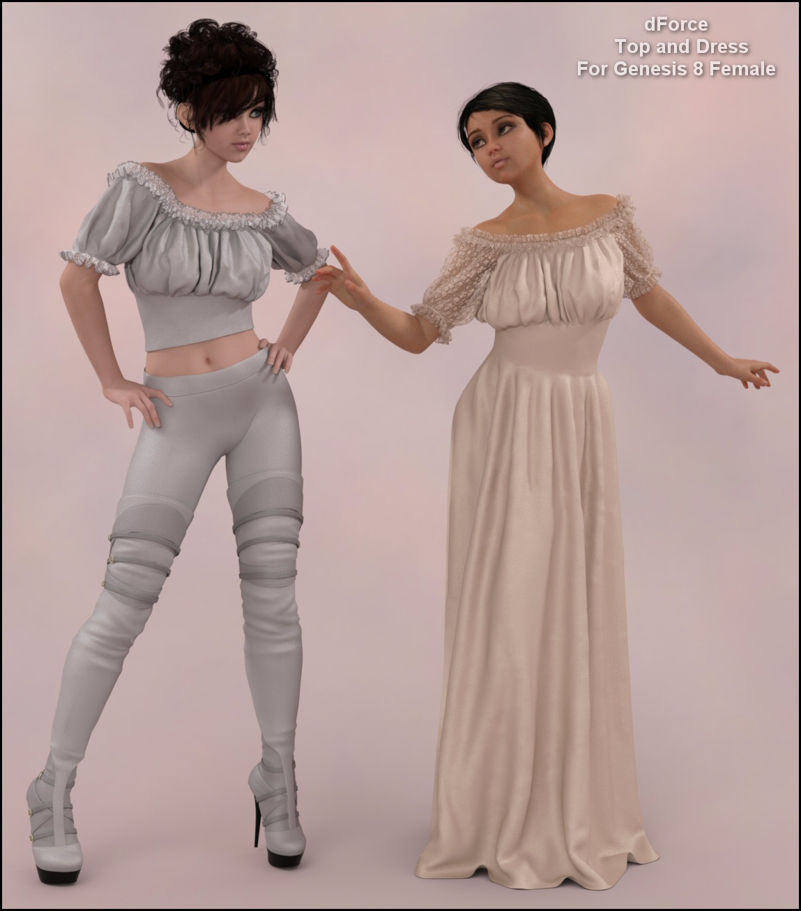 dForce - Wench Top and Dress for G8F by: Lully, 3D Models by Daz 3D