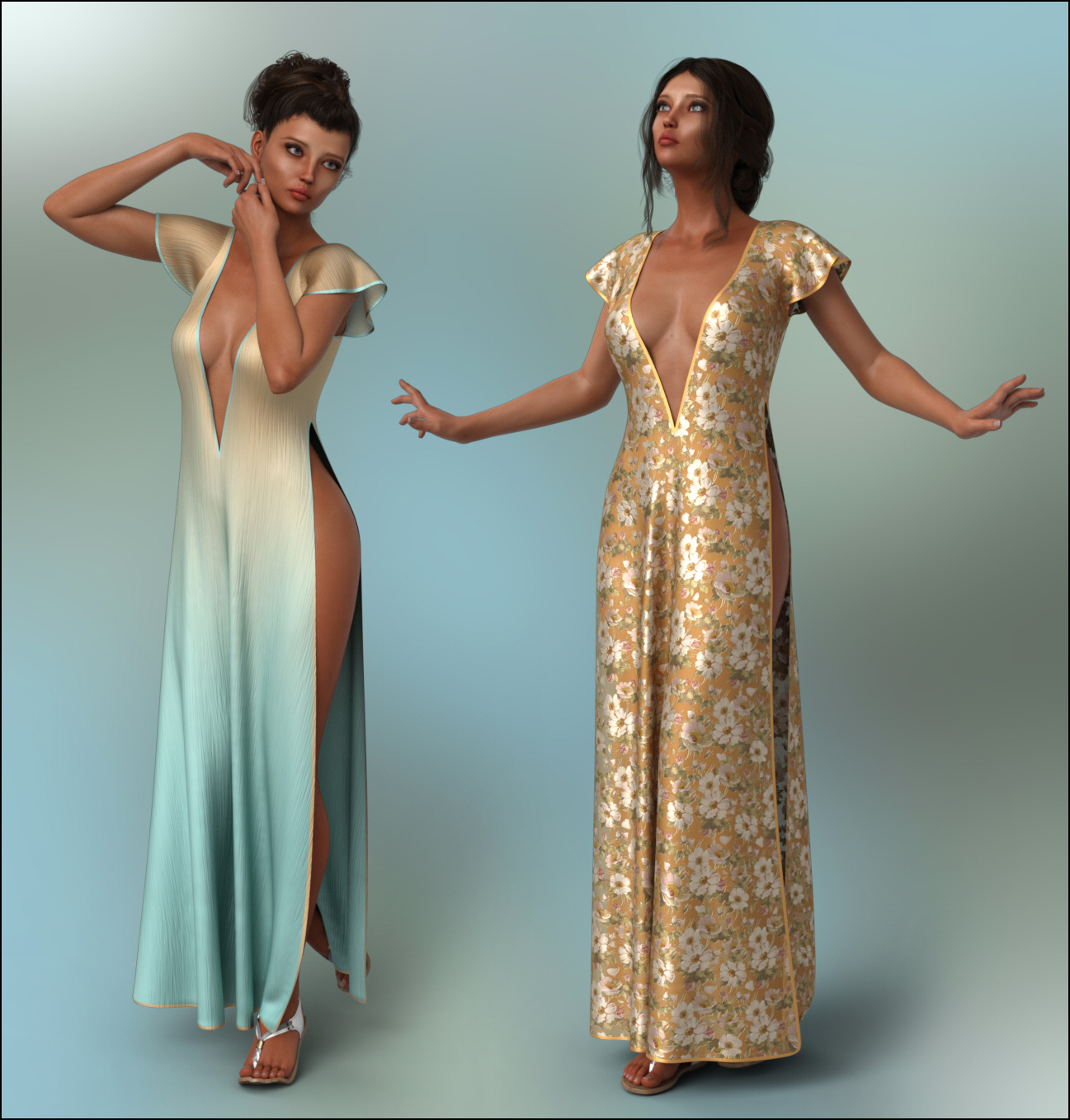 dForce - Romance Dress for G8F by: Lully, 3D Models by Daz 3D