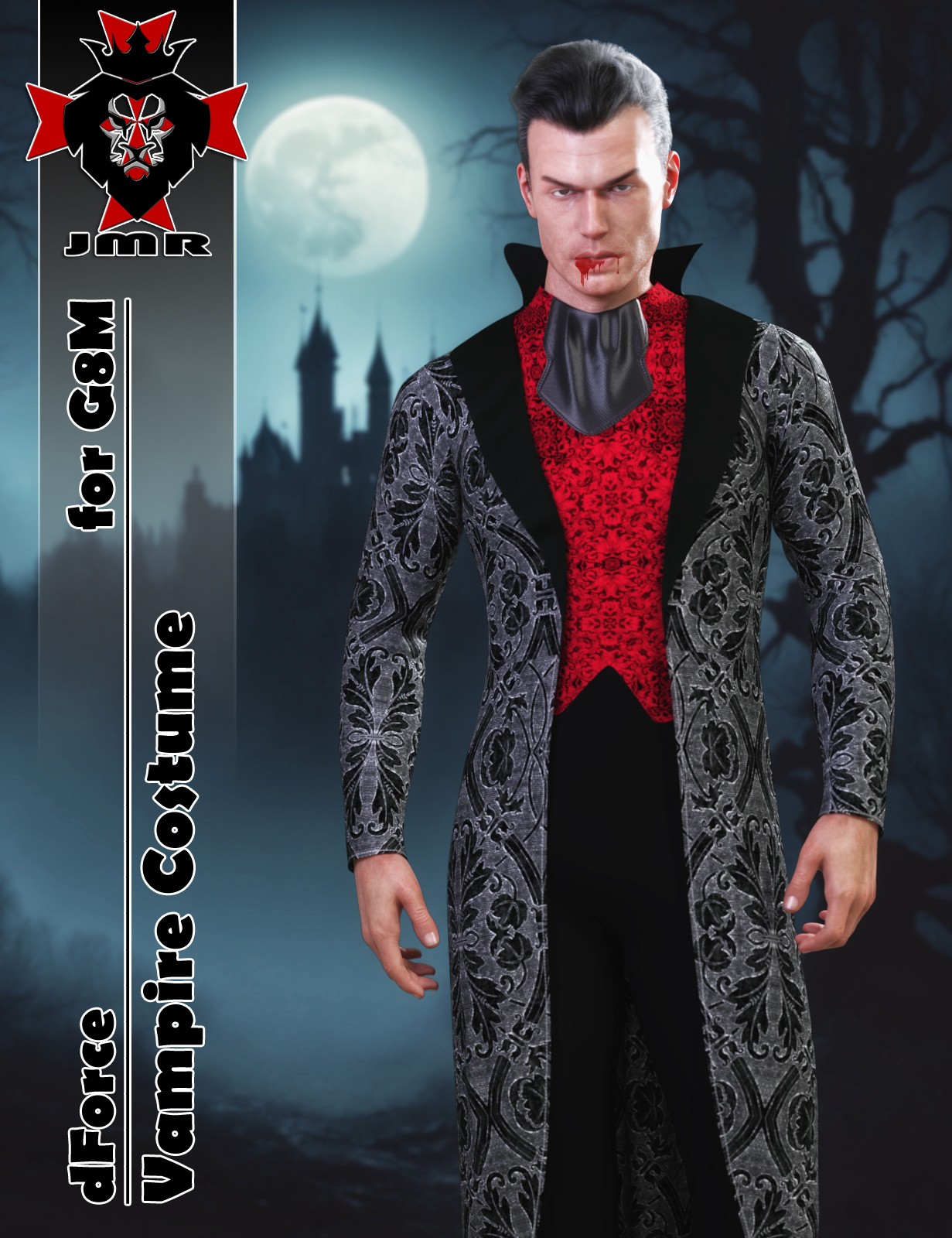 JMR dForce Vampire Costume for G8M by: JaMaRe, 3D Models by Daz 3D