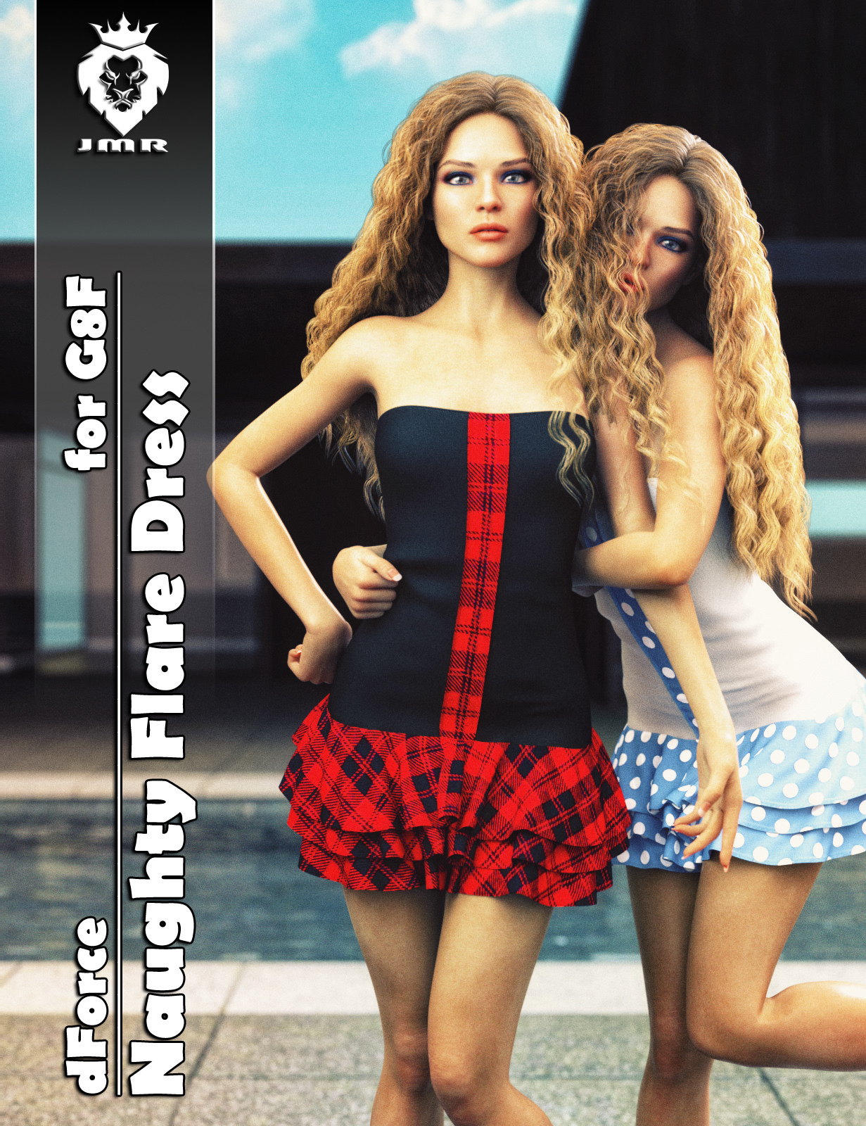 JMR dForce Naughty Flare Dress for G8F by: JaMaRe, 3D Models by Daz 3D